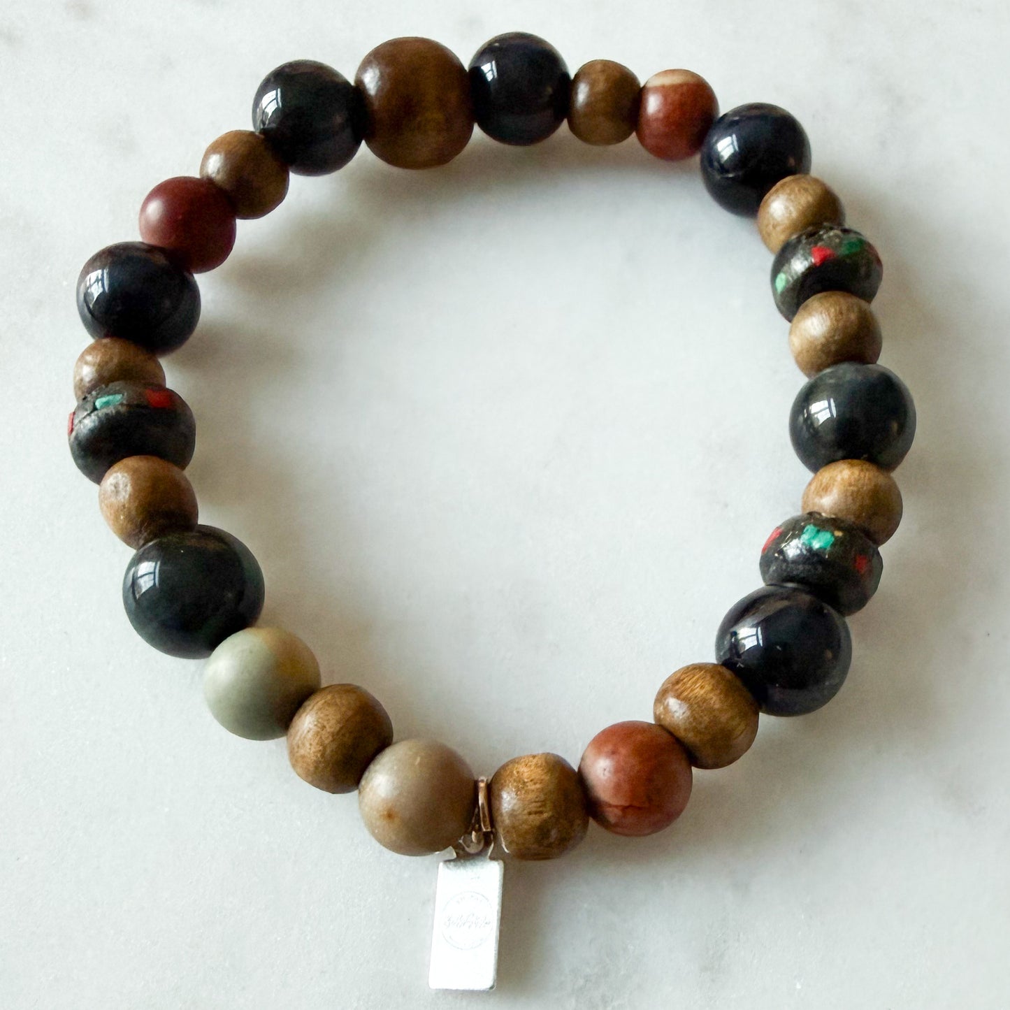 Tennessee Men’s Unisex Agate Wood Beaded Bracelet