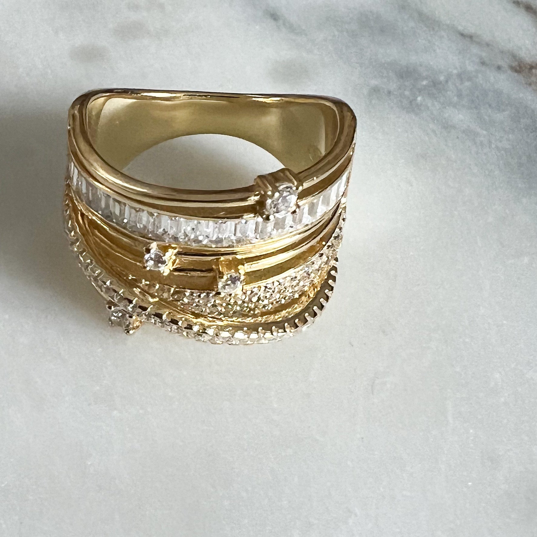 NEW Stamped 925 high quality Silver/18K 2P Ring 30 S8