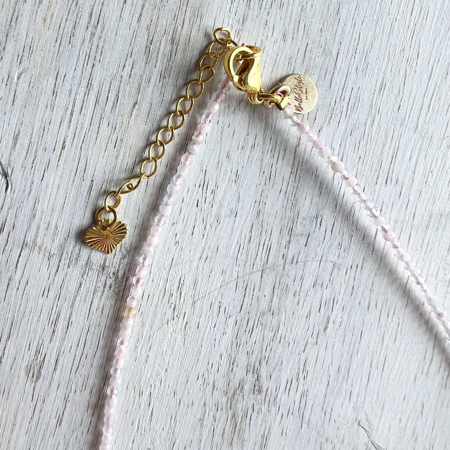 Drippy Strawberry Gold Charm Rose Quartz Necklace