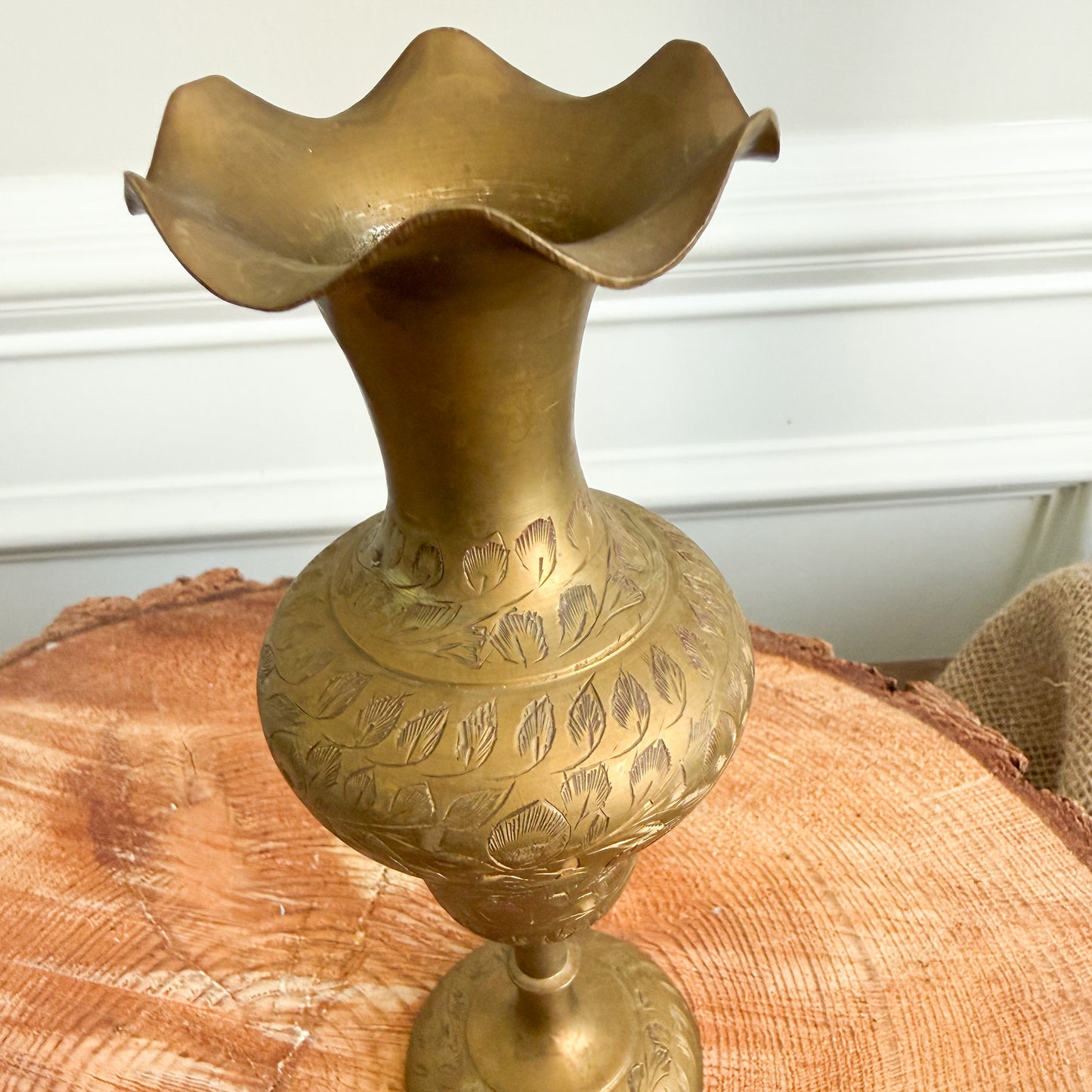 Wave MCM Vintage Brass Vase