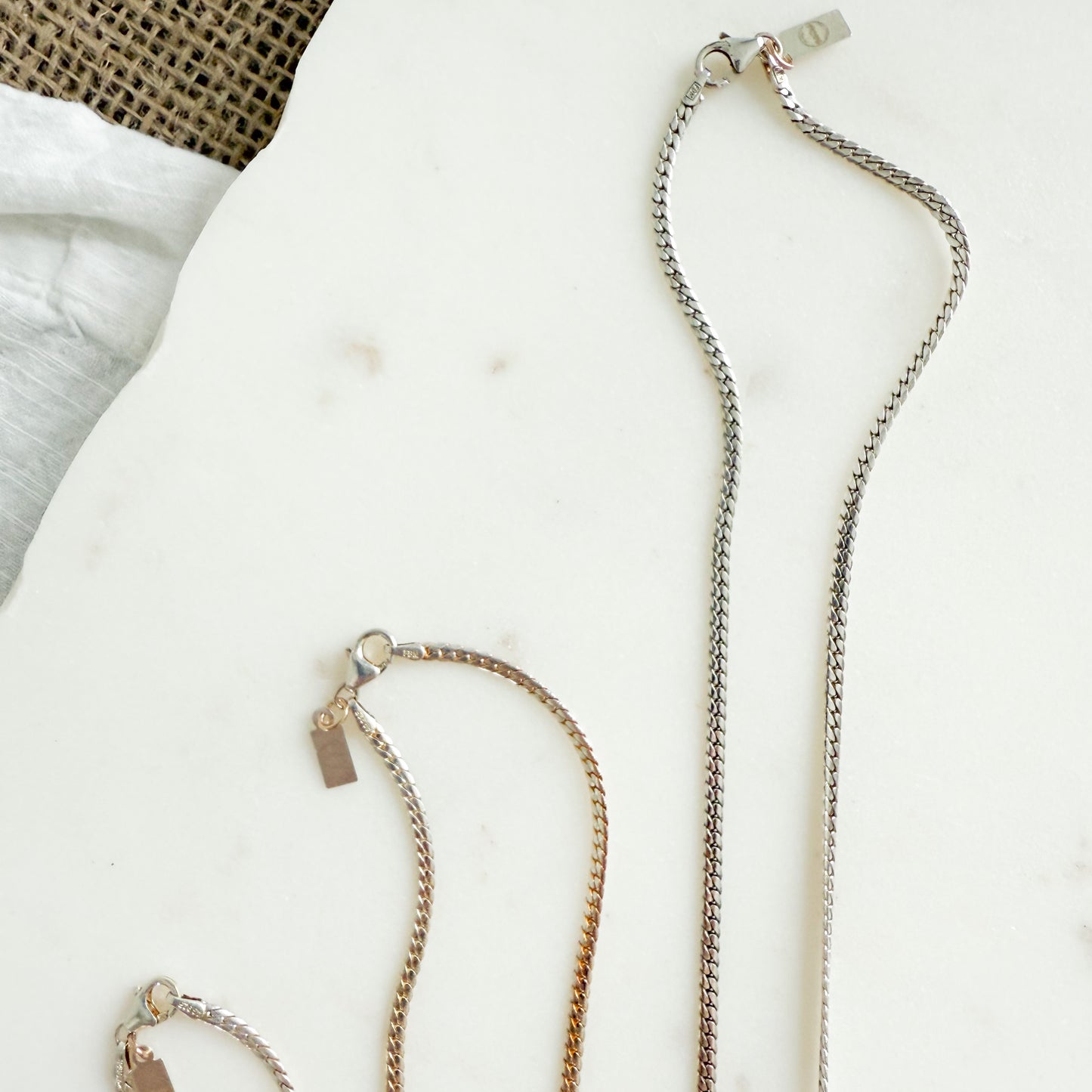 Warson Sterling Silver Flat Curb 925 Italian Chain Necklace