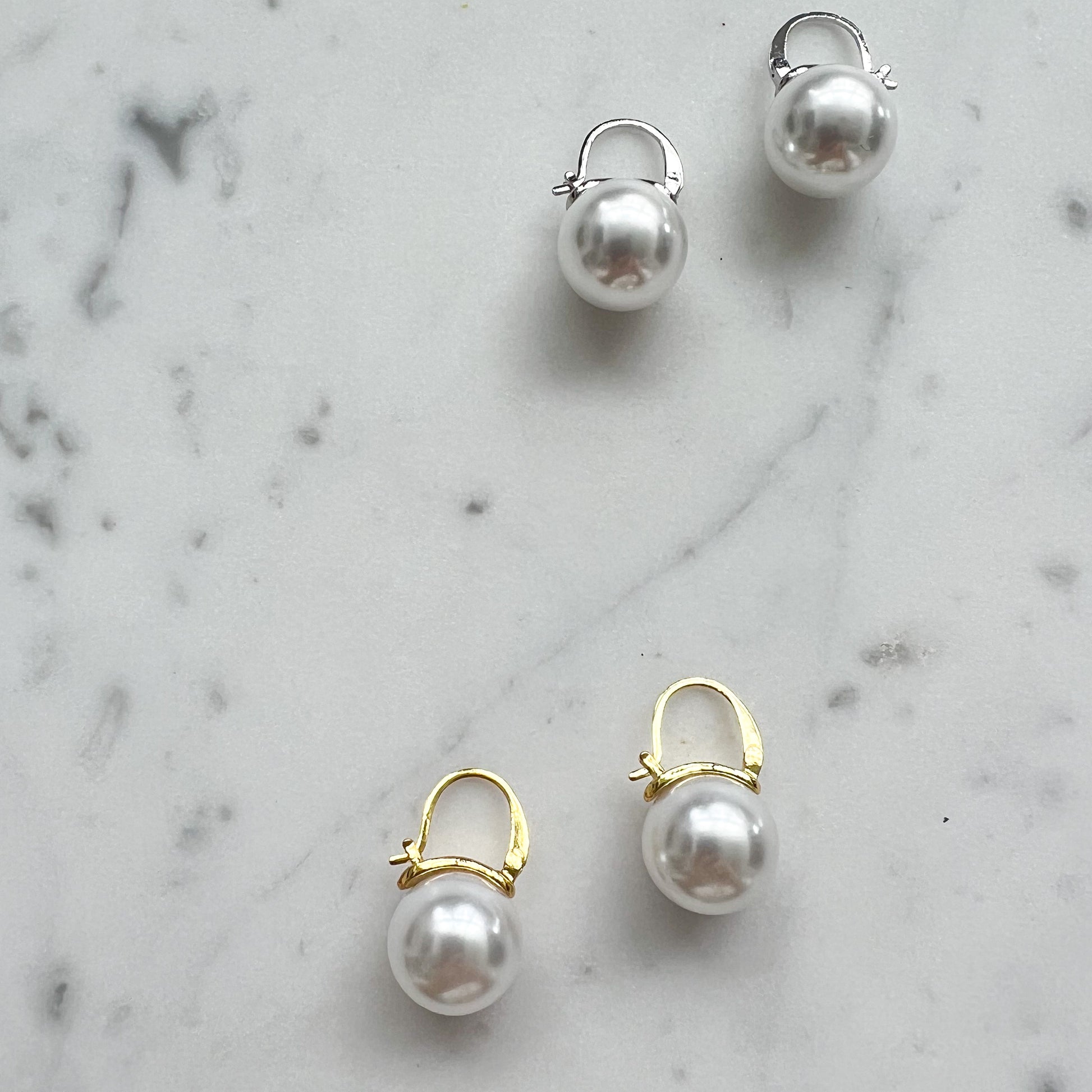 Everyday Faux Large Pearl 925 Earrings - BelleStyle
