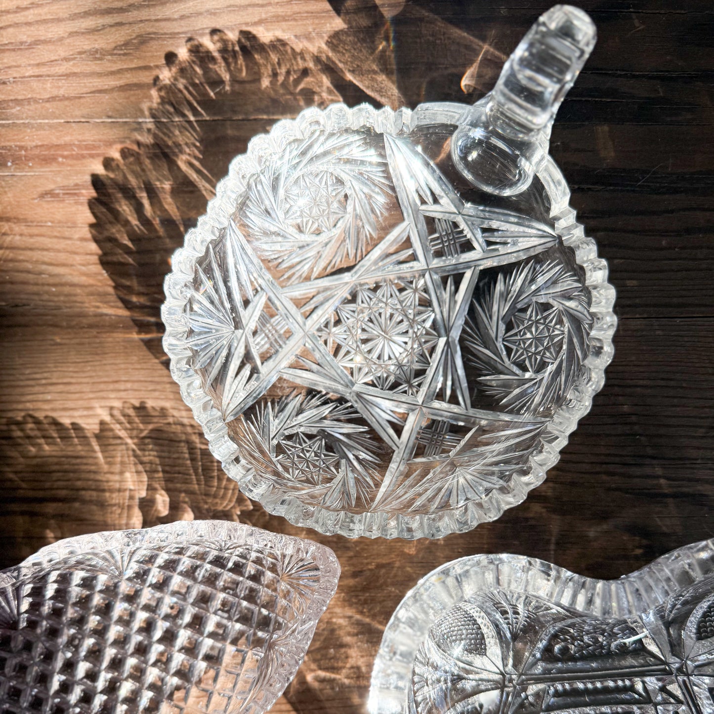 Starfruit Vintage Crystal One Handle Jewelry Bowl