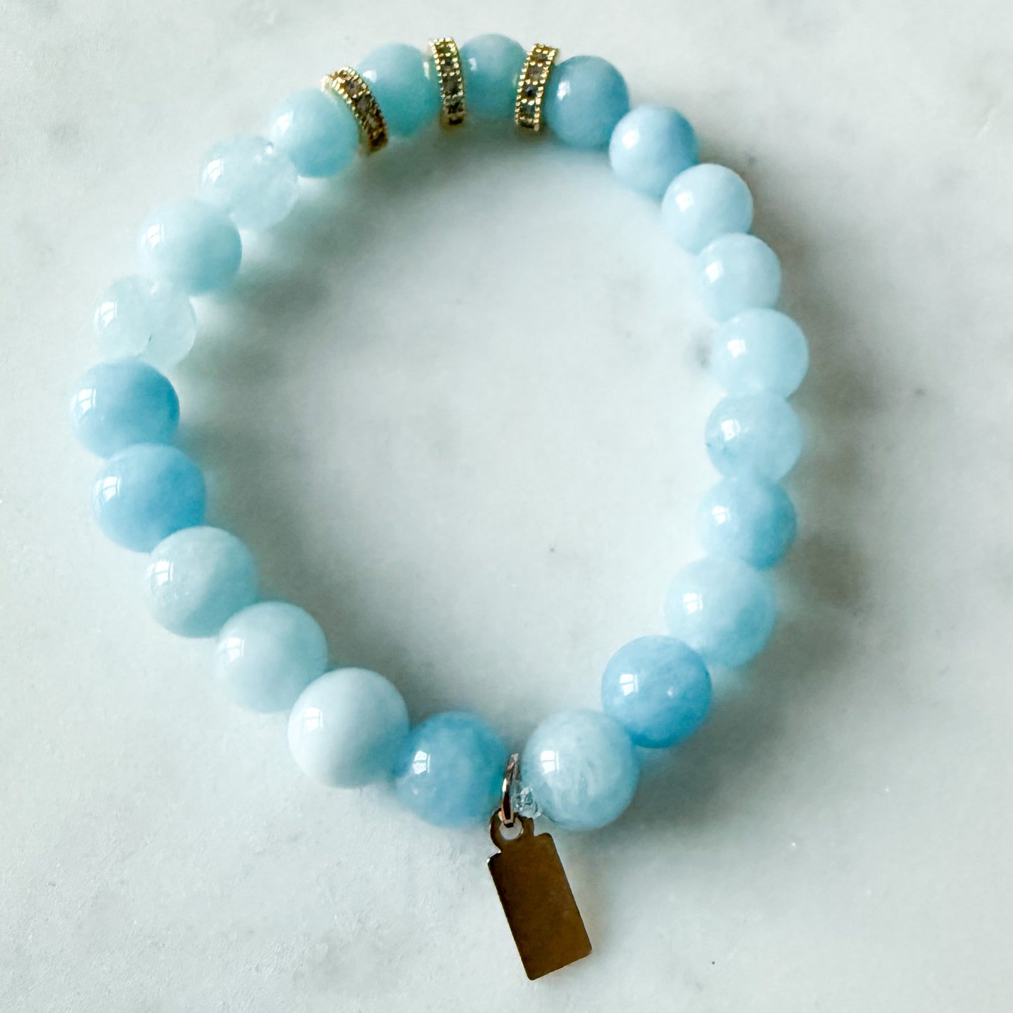Idaho Women’s Unisex Rondell Stretch Aqua Marine Bracelet