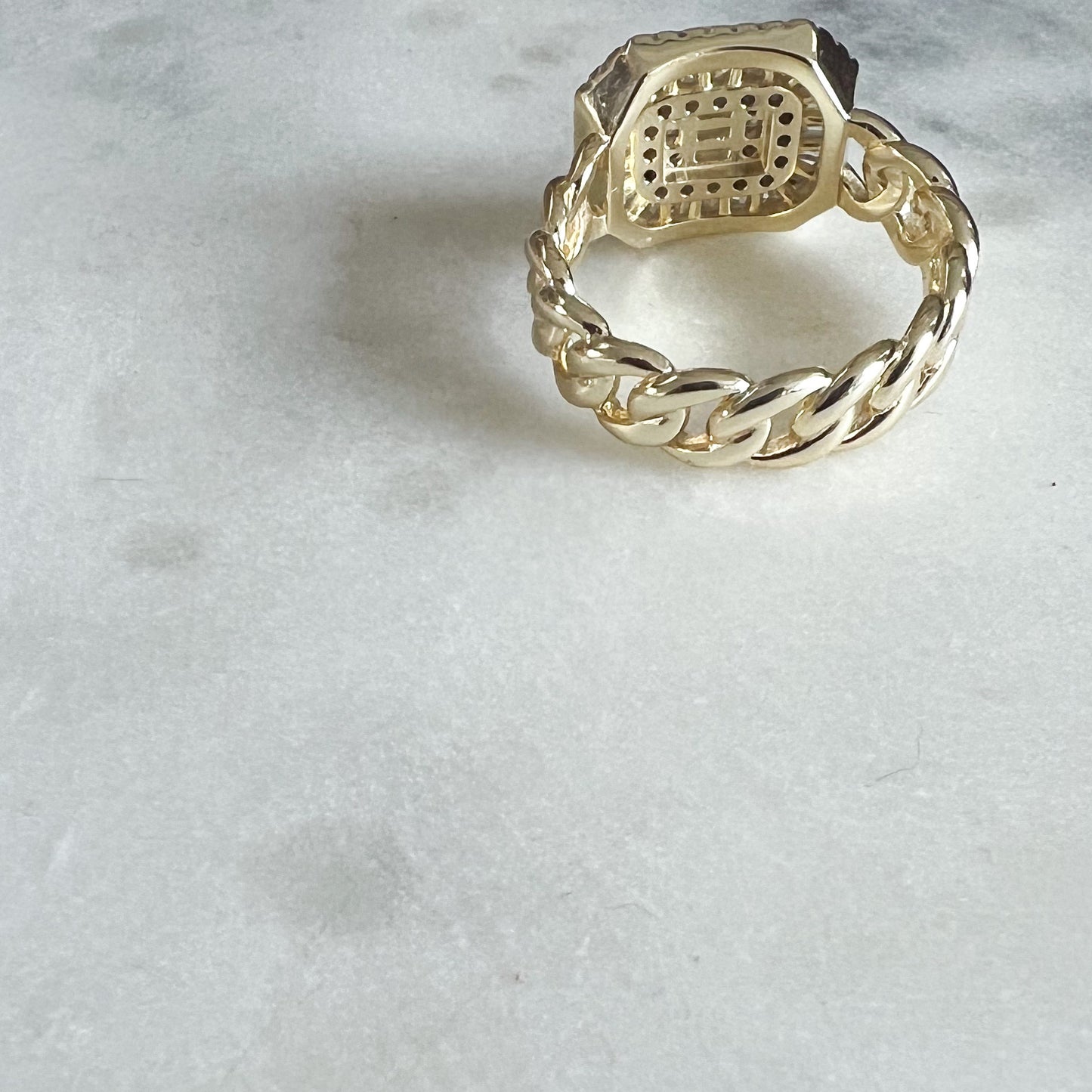 Baguette Box Gold Sterling Silver 925 Ring Size 7 - BelleStyle