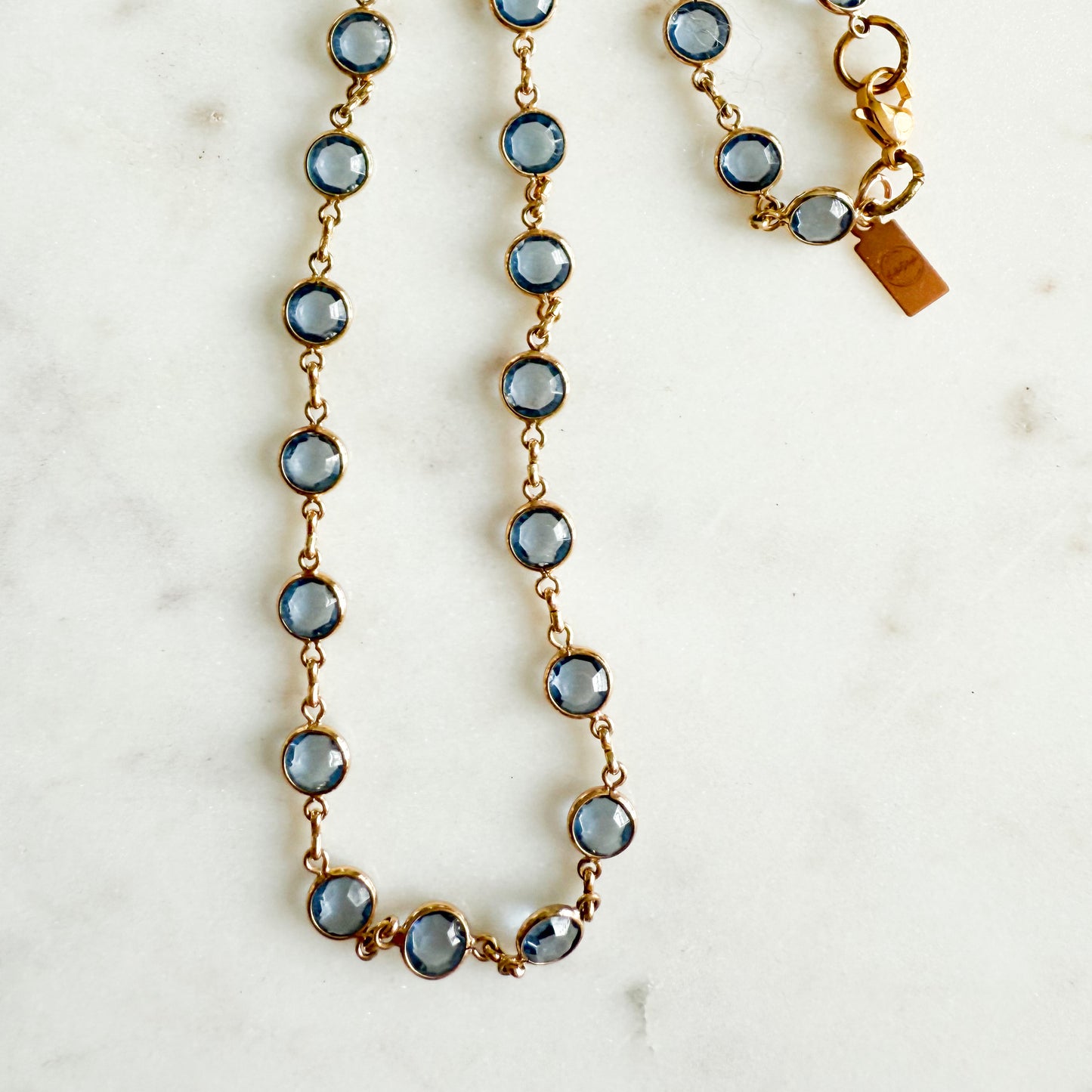 Sierra Archive Vintage Royal Blue Swarovski 14KT Gold Chain Necklace