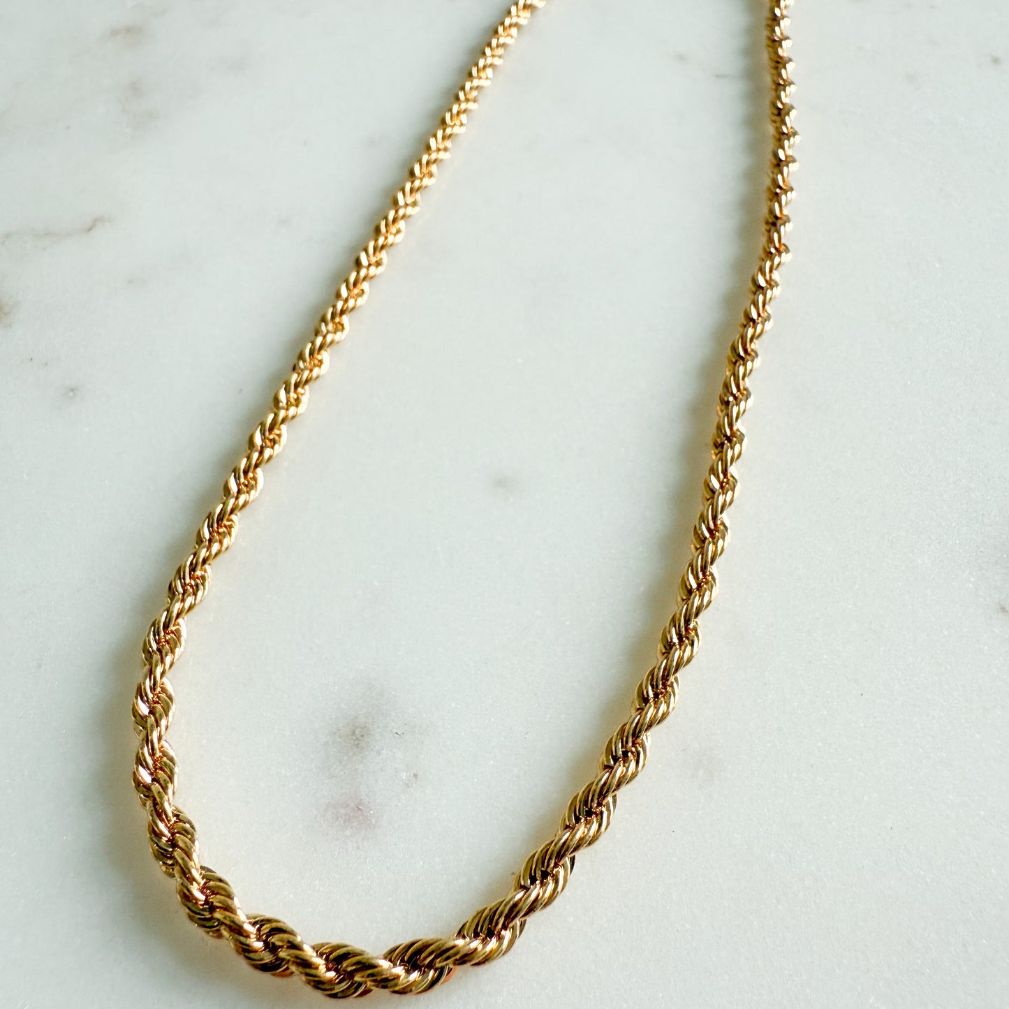 BelleStyle Thick Gold 18K Plate Brass Rope Chain Necklace