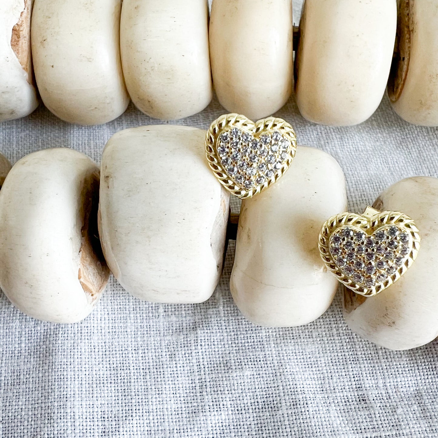 Cable Pave Crystal Heart 925 Post Earrings