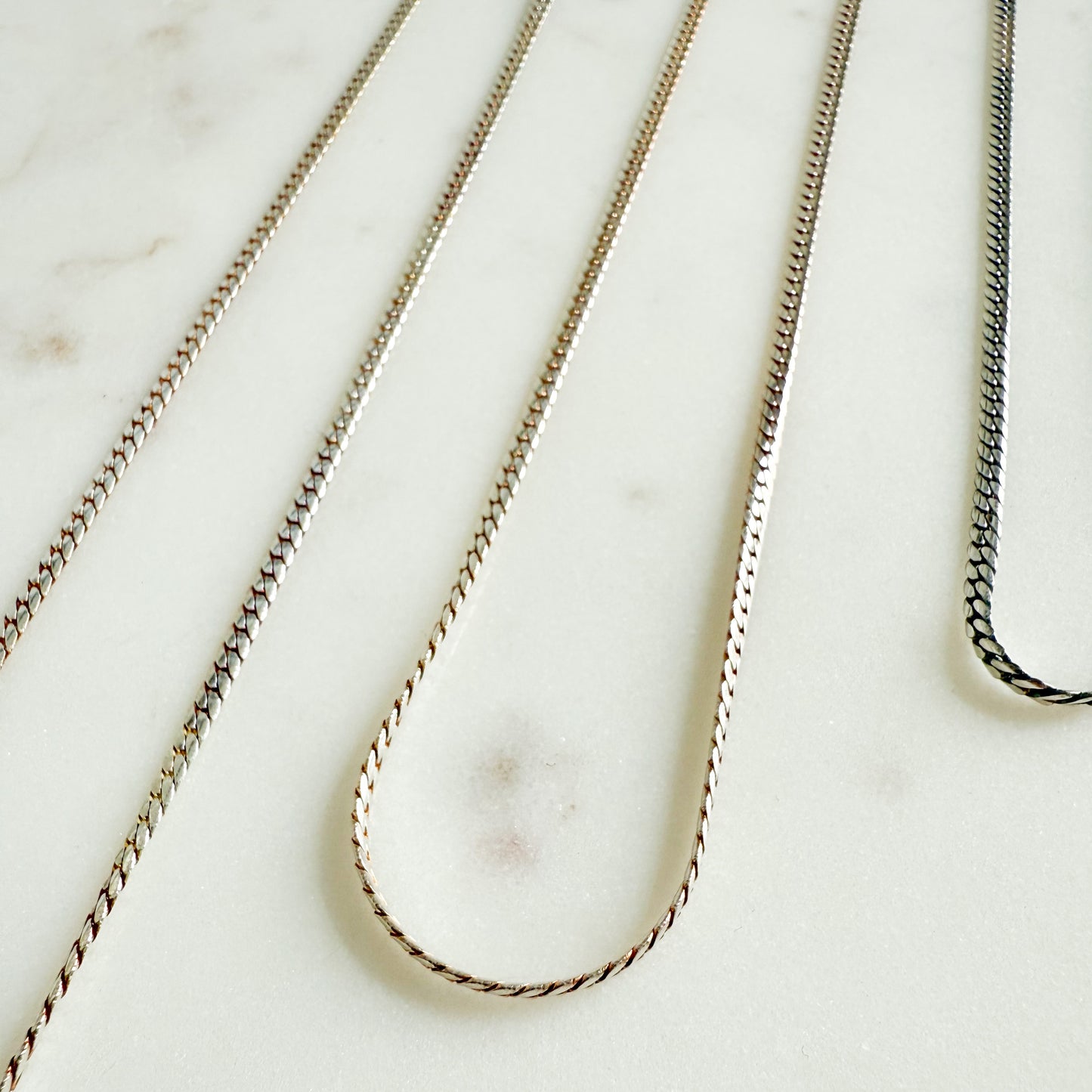 Warson Sterling Silver Flat Curb 925 Italian Chain Necklace