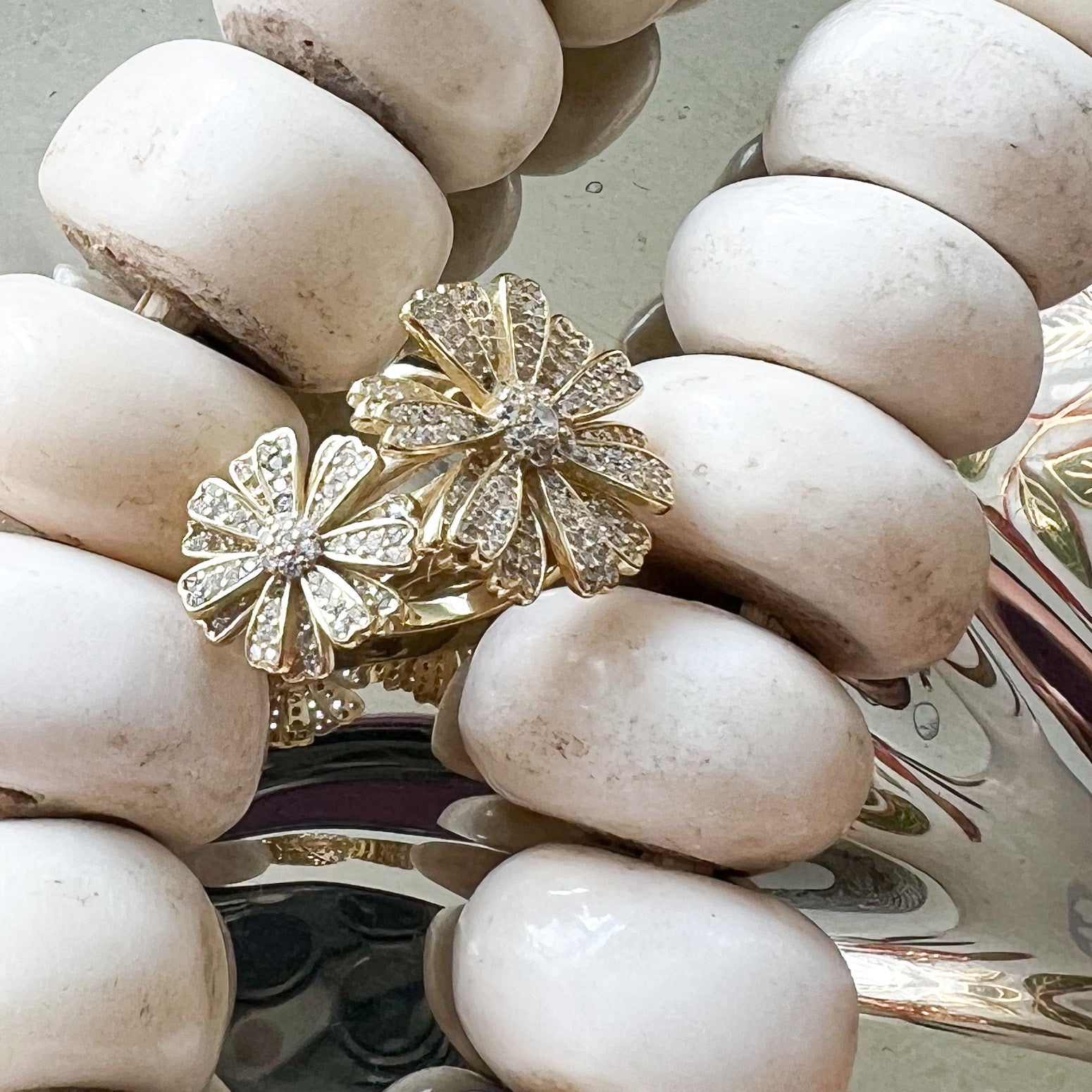 Flower Gold Sterling Silver 926 Ring Size 7 - BelleStyle