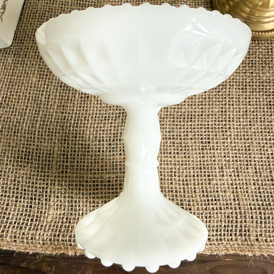 Casey Vintage Milk Glass Pedestal Bowl - BelleStyle
