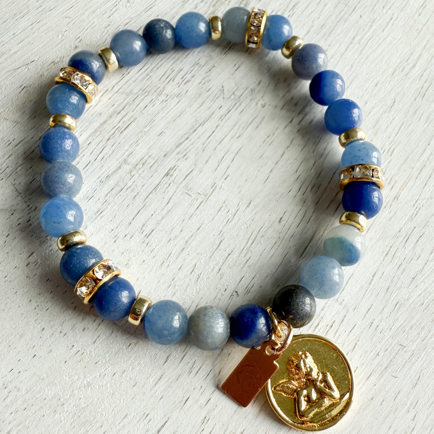 Drippy Blue Chalcedony AngelFace Semi Precious Stone 14KTGF Bracelet