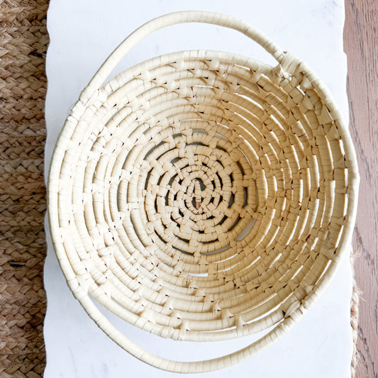 Rosemary Vintage Hand Woven Palm Handle Basket