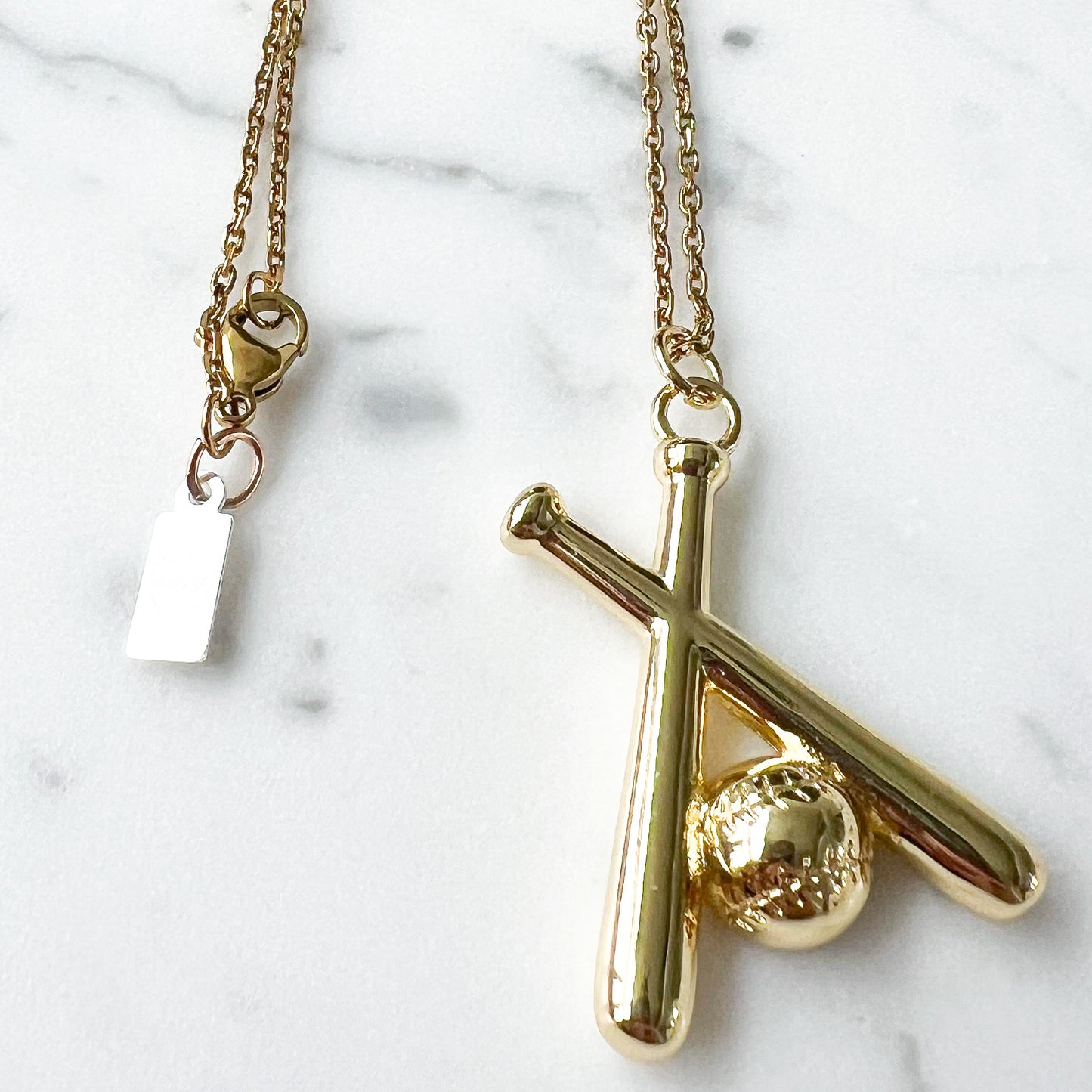 Baseball Bats Gold Stainless Steel Necklace