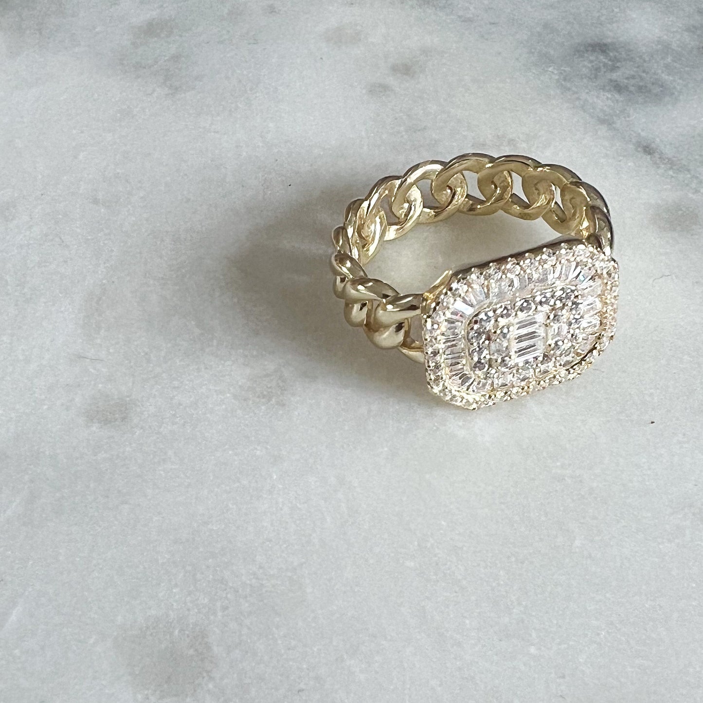 Baguette Box Gold Sterling Silver 925 Ring Size 7 - BelleStyle