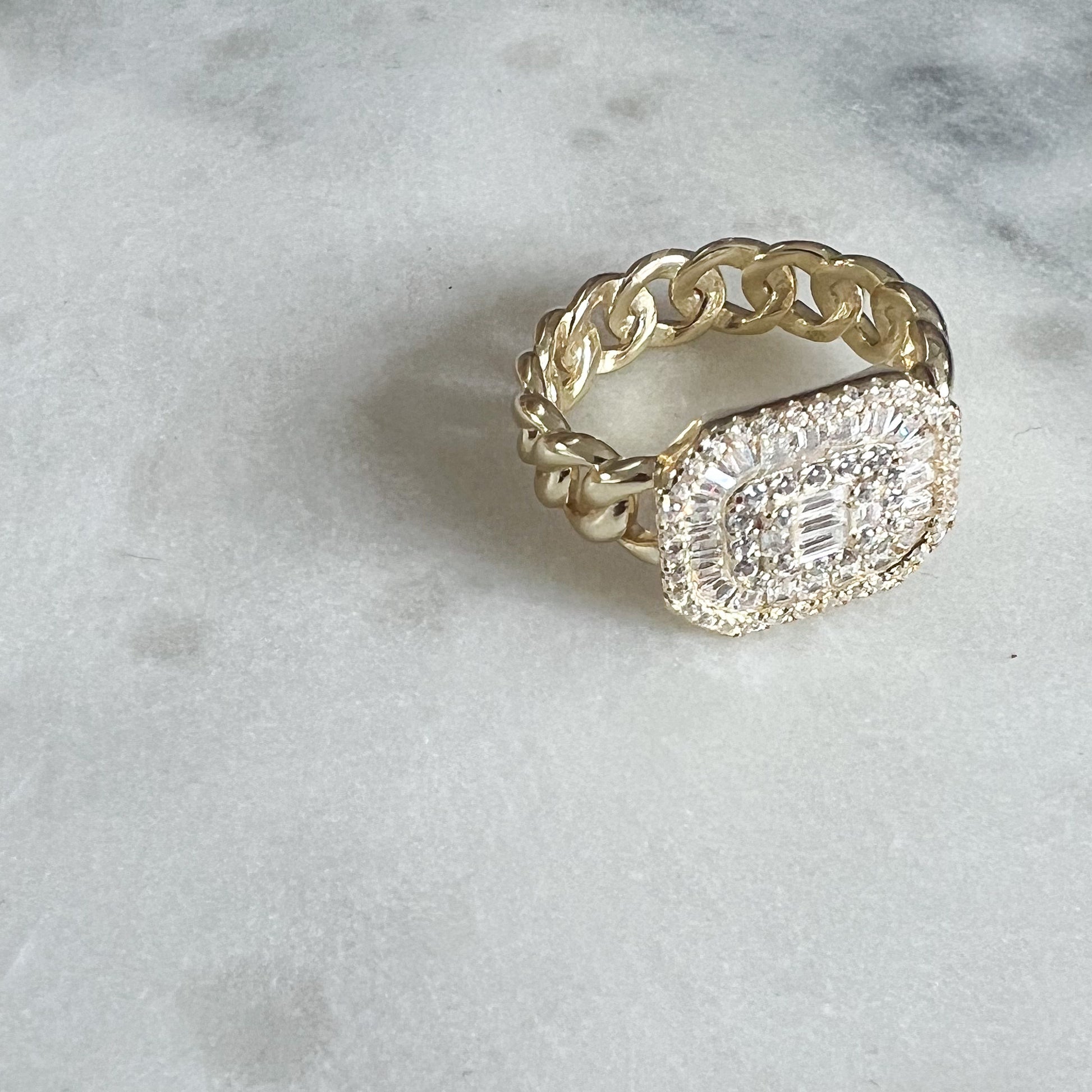 Baguette Box Gold Sterling Silver 925 Ring Size 7 - BelleStyle