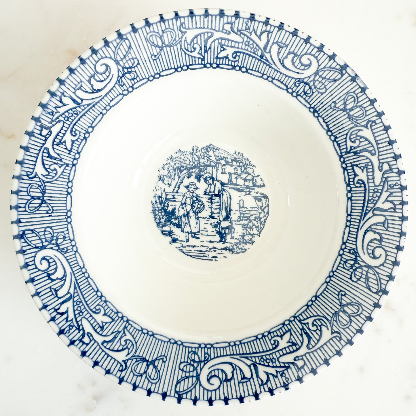 Shakespeare Country Homer Laughlin Blue Cream Vintage Bowl