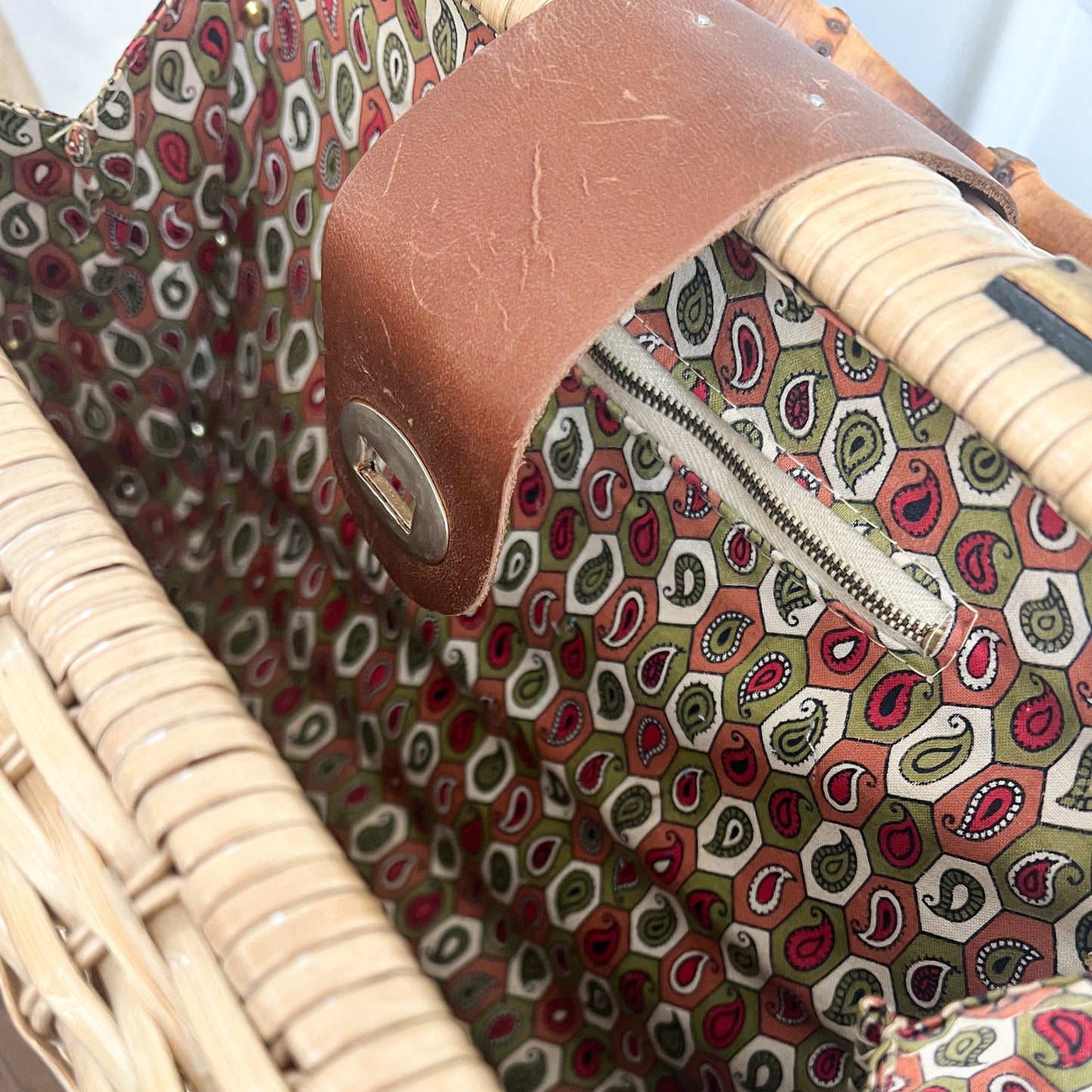 Ridley Vintage Woven Palm Bamboo Handle Bag