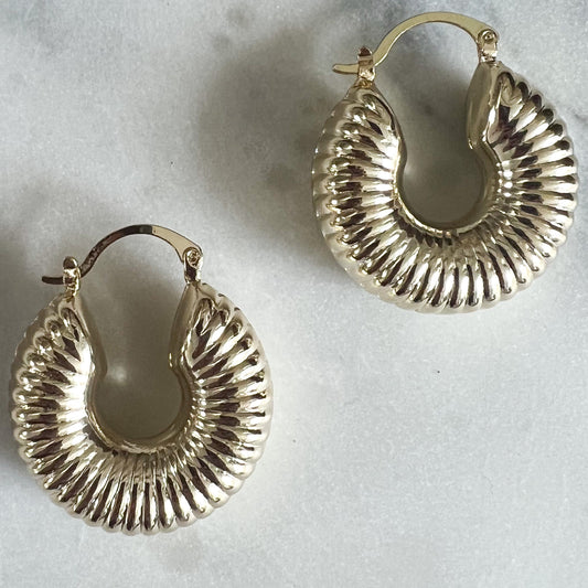 Ariel Gold Lightweight Brass Hoop Earrings - BelleStyle