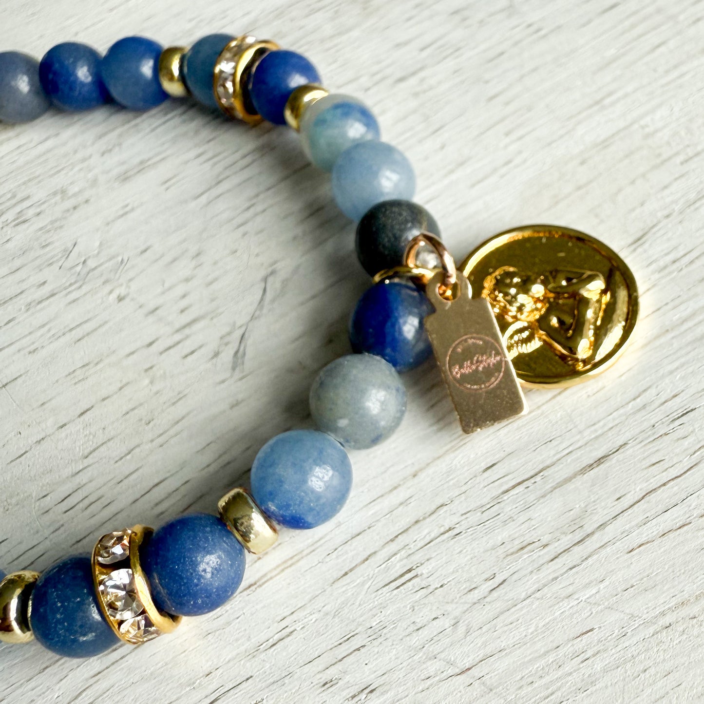 Drippy Blue Chalcedony AngelFace Semi Precious Stone 14KTGF Bracelet