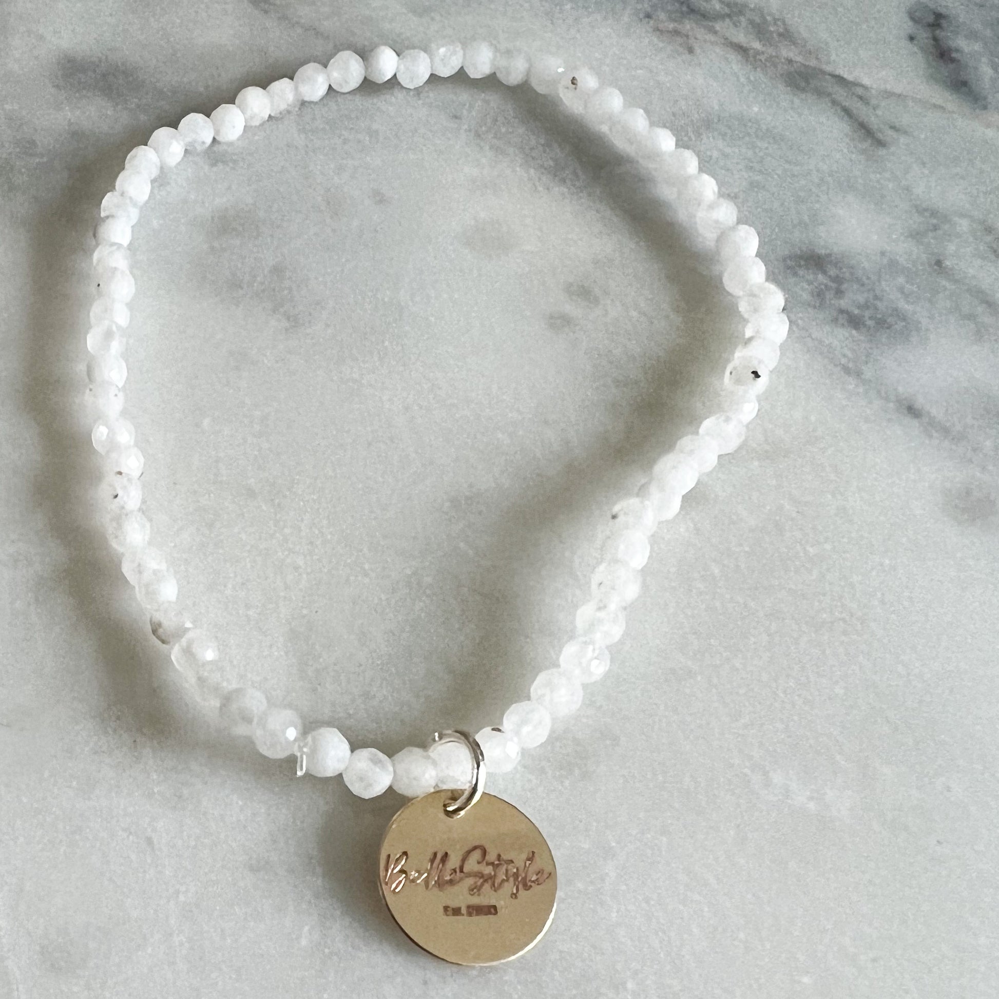 Micro White Jade Logo Bracelet - BelleStyle