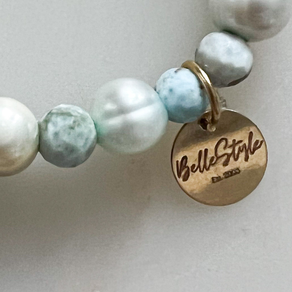 Saint Germain Larimar Freshwater Pearl Bracelet - BelleStyle