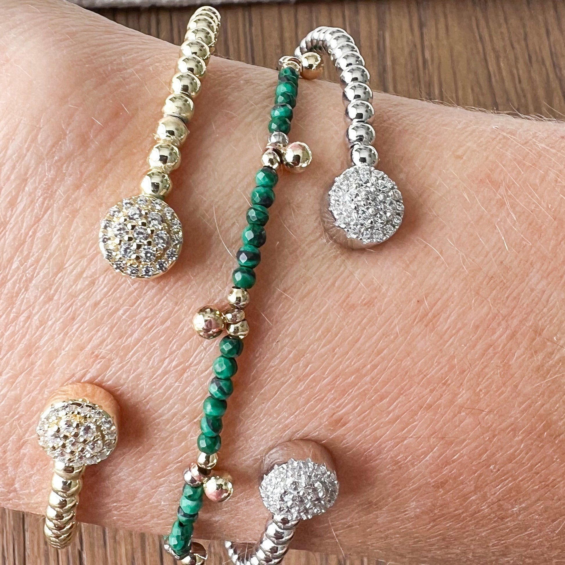 One World Pave Bubble 925 Cuff Bracelet