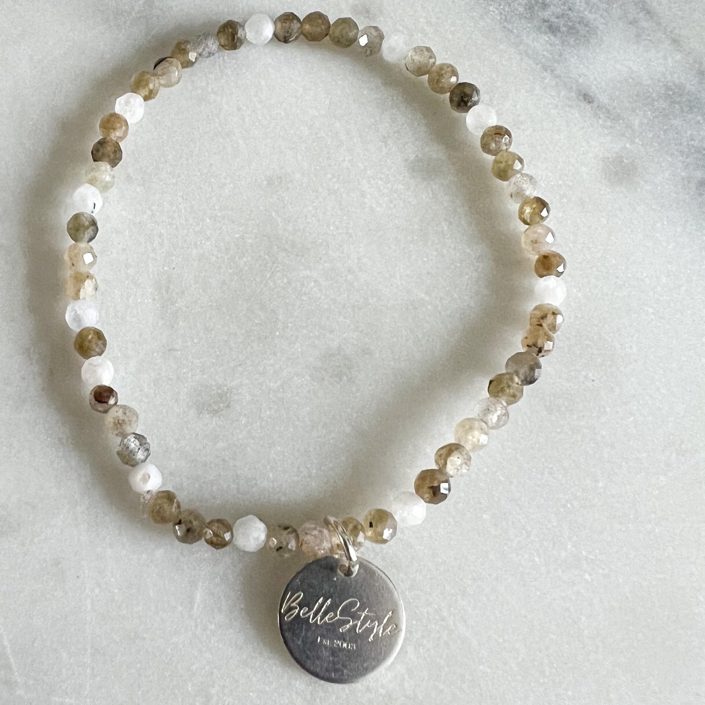 Micro Labradorite White Jade Logo Bracelet - BelleStyle
