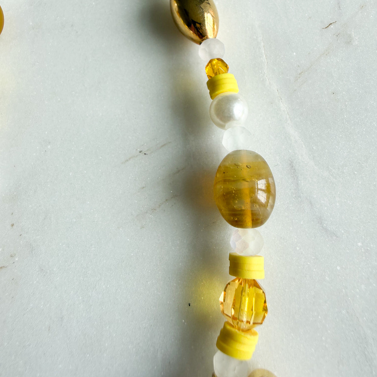 Jaune Golden Agate Jasper Moonstone Quartz Vintage Swarovski Fish Charm Necklace