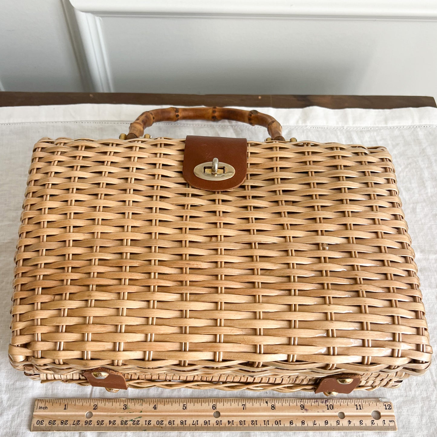 Ridley Vintage Woven Wicker Bamboo Handle Bag