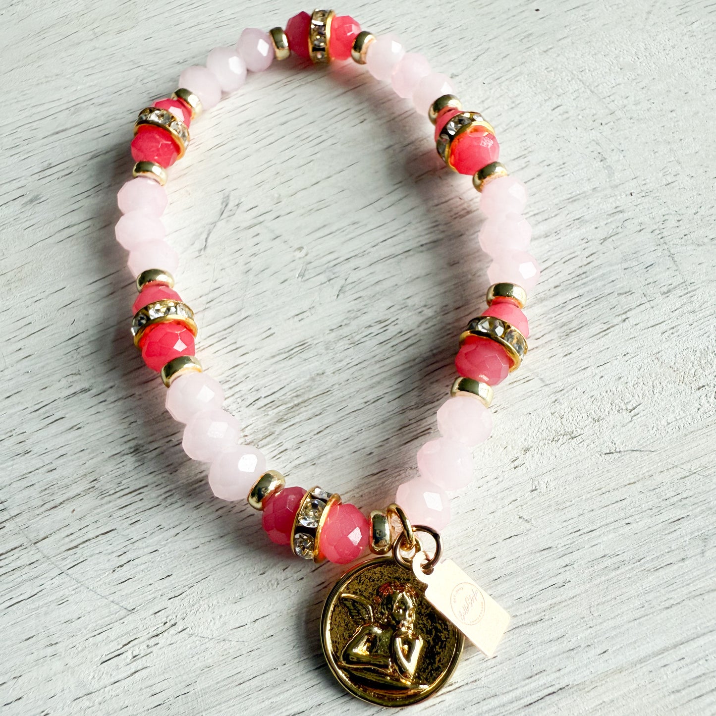 Drippy Angelface Rose Quartz 14KTGF Bracelet