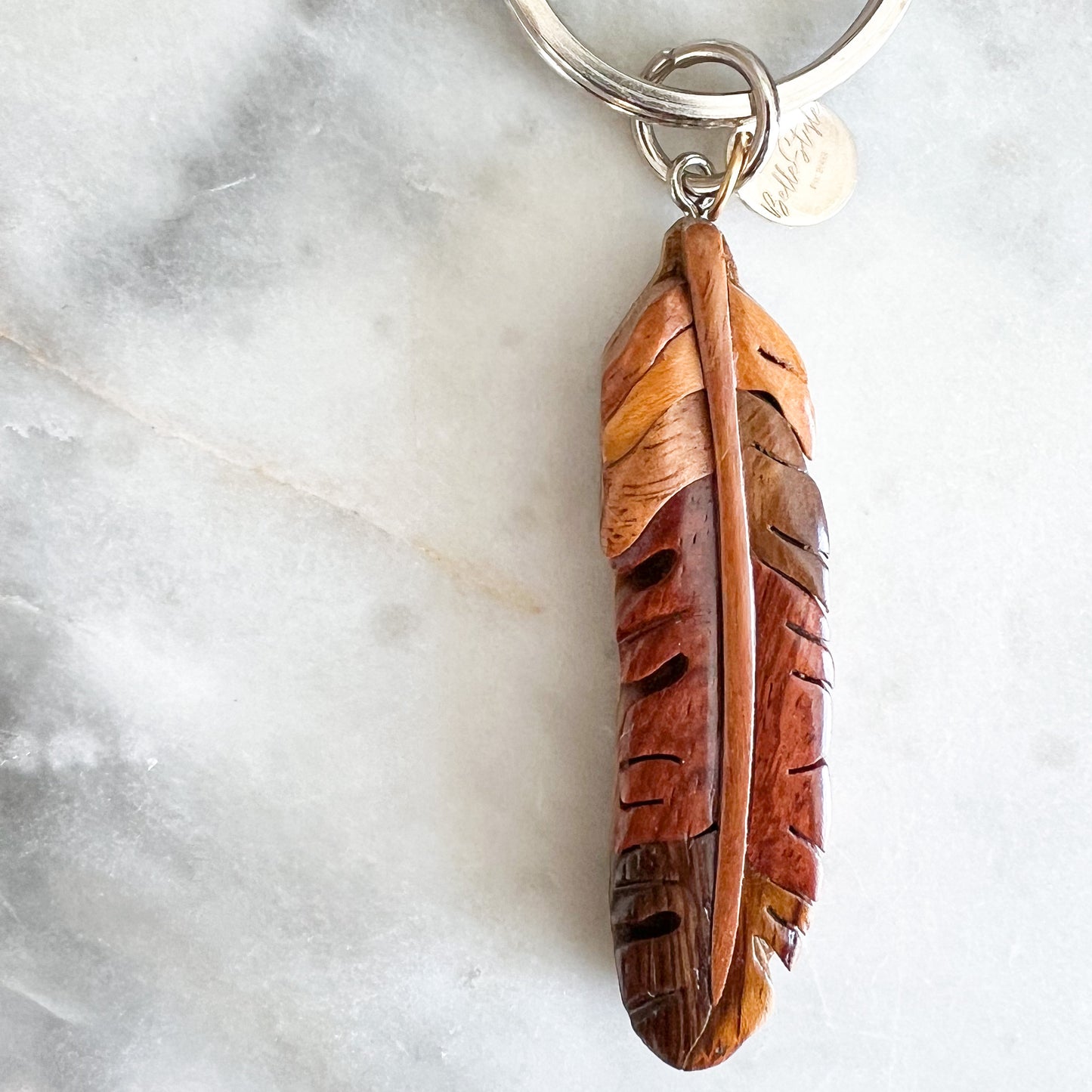 Bali Feather Wood Keychain - BelleStyle