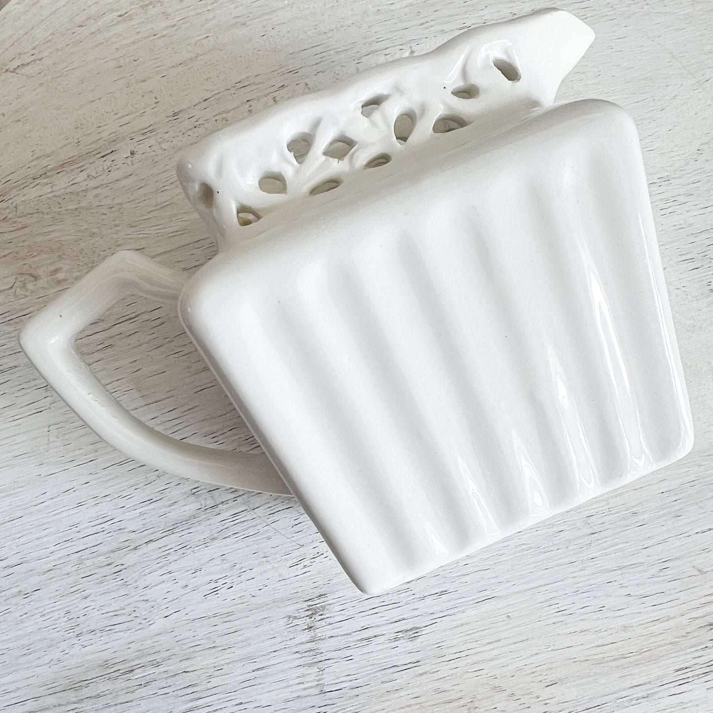 Brass Bee White Ceramic Vintage Milk Pitcher