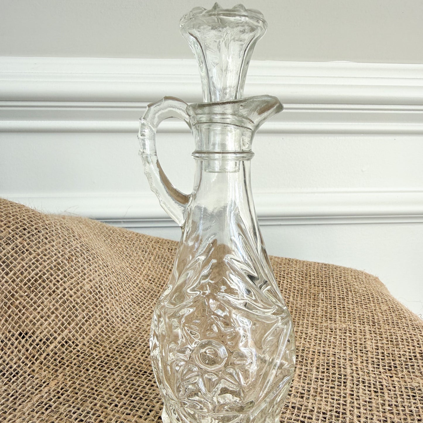 Star Anchor Hocking Vintage Oil Vinegar Glass Crystal Dispenser with Lid - BelleStyle