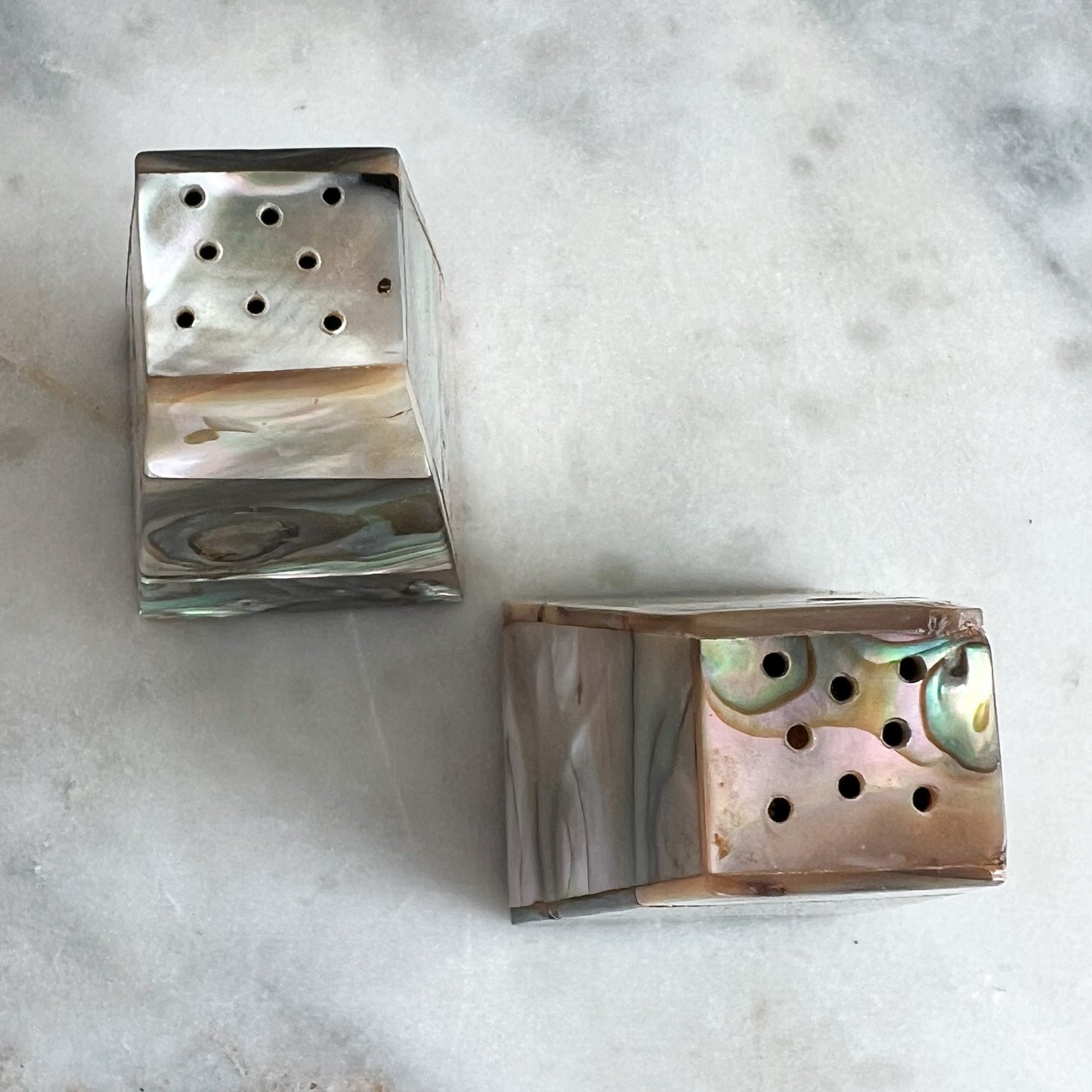 Vintage Abalone Shell Salt Pepper Shakers