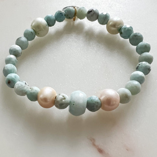 Saint Germain Larimar Freshwater Pearl Bracelet - BelleStyle
