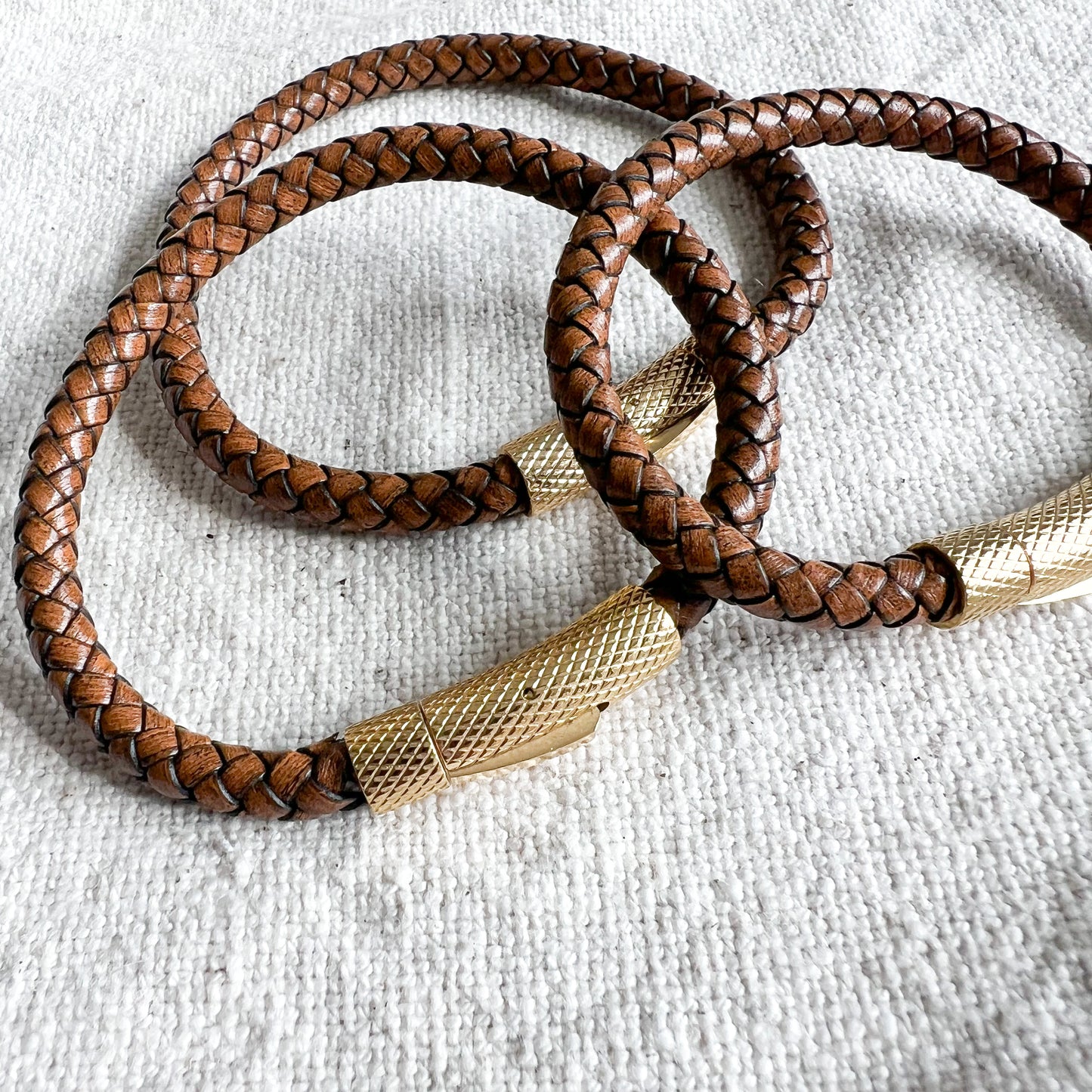 Bourbon Leather Gold Men’s Bracelet - 3 sizes - BelleStyle