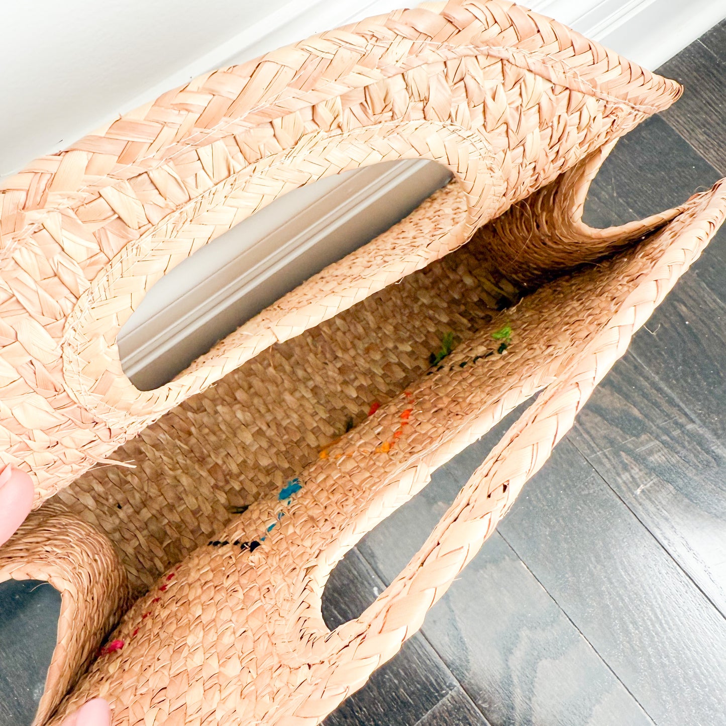 Maria Vintage 1970’s Straw Yarn Flower Handle Bag - BelleStyle