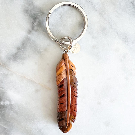 Bali Feather Wood Keychain - BelleStyle