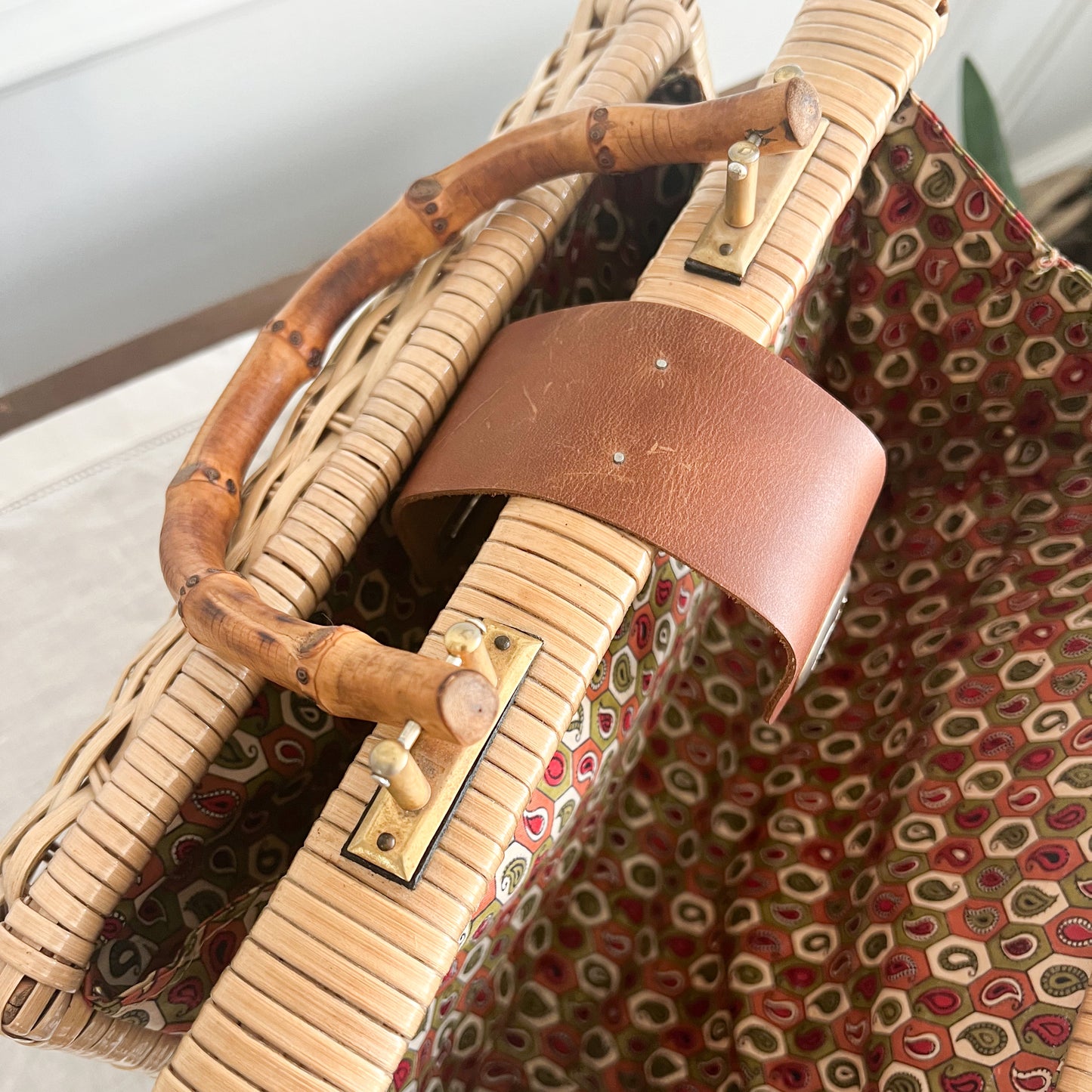 Ridley Vintage Woven Palm Bamboo Handle Bag