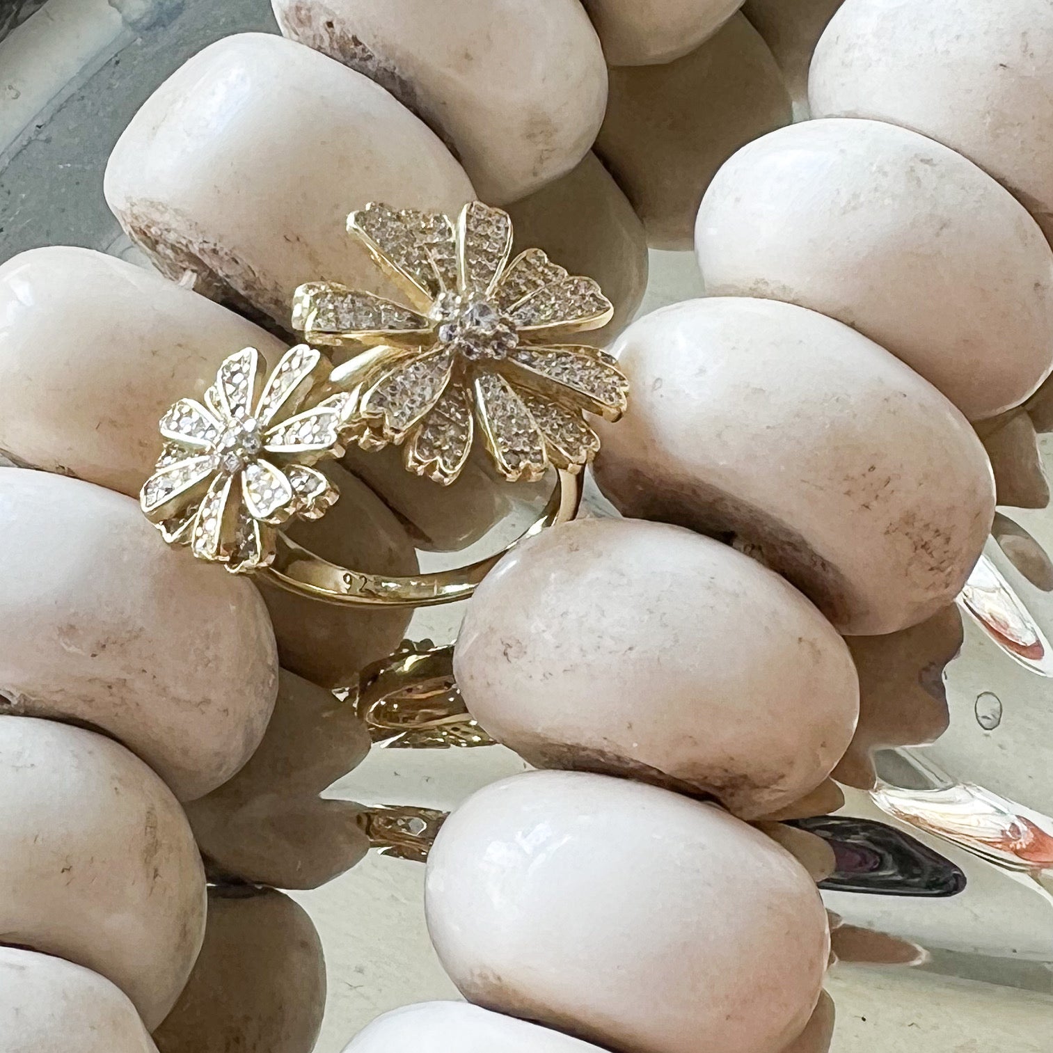 Flower Gold Sterling Silver 926 Ring Size 7 - BelleStyle