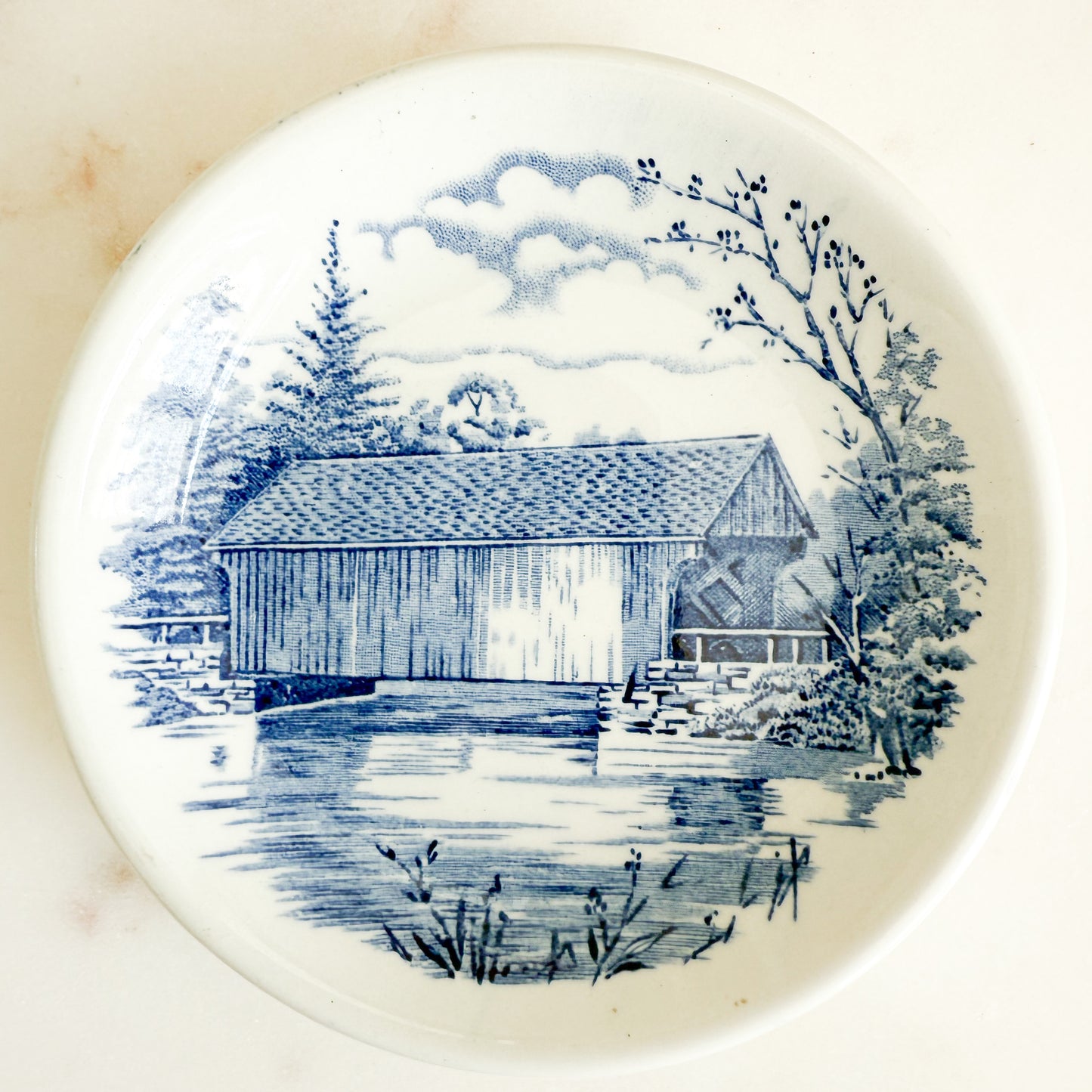 Wood and Sons Dummerston Bridge Blue White Bracelet Antique Plate - BelleStyle