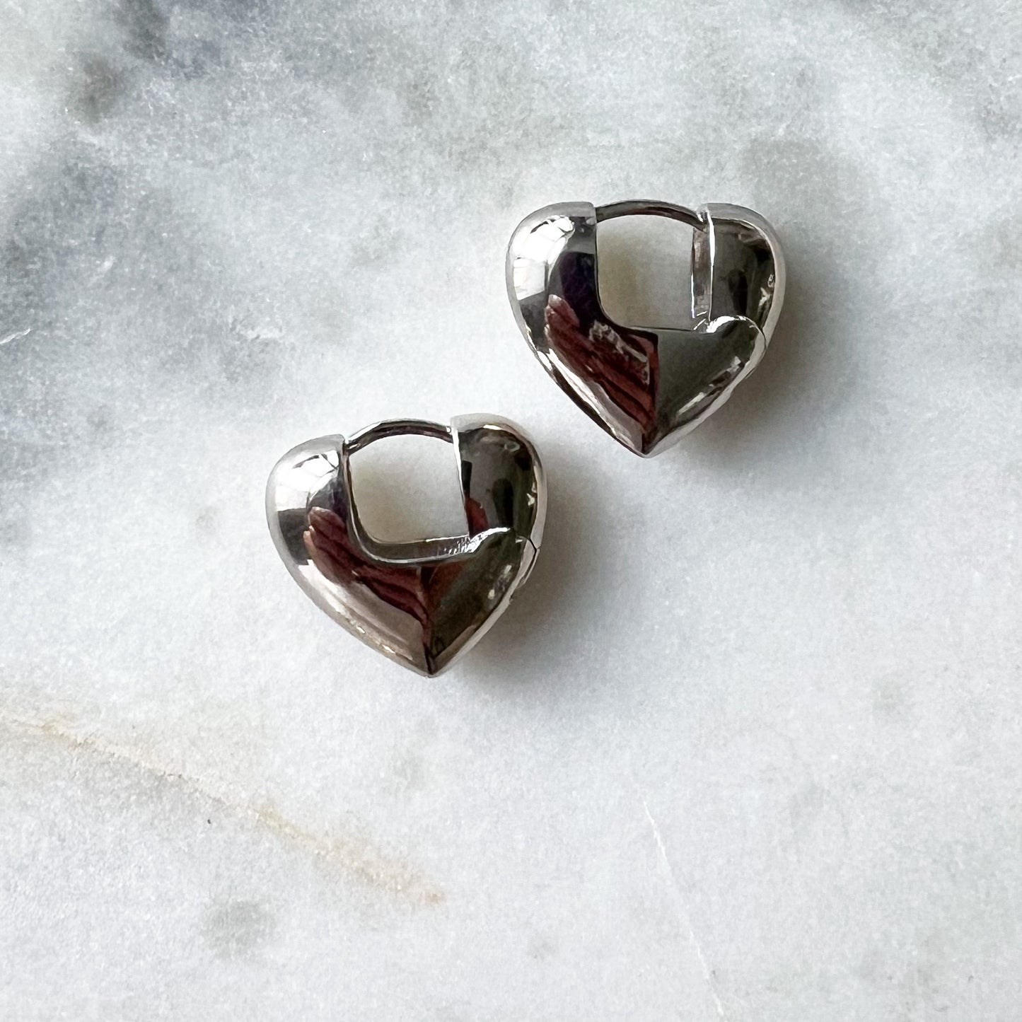 Puff Heart 925 Sterling Silver Earrings