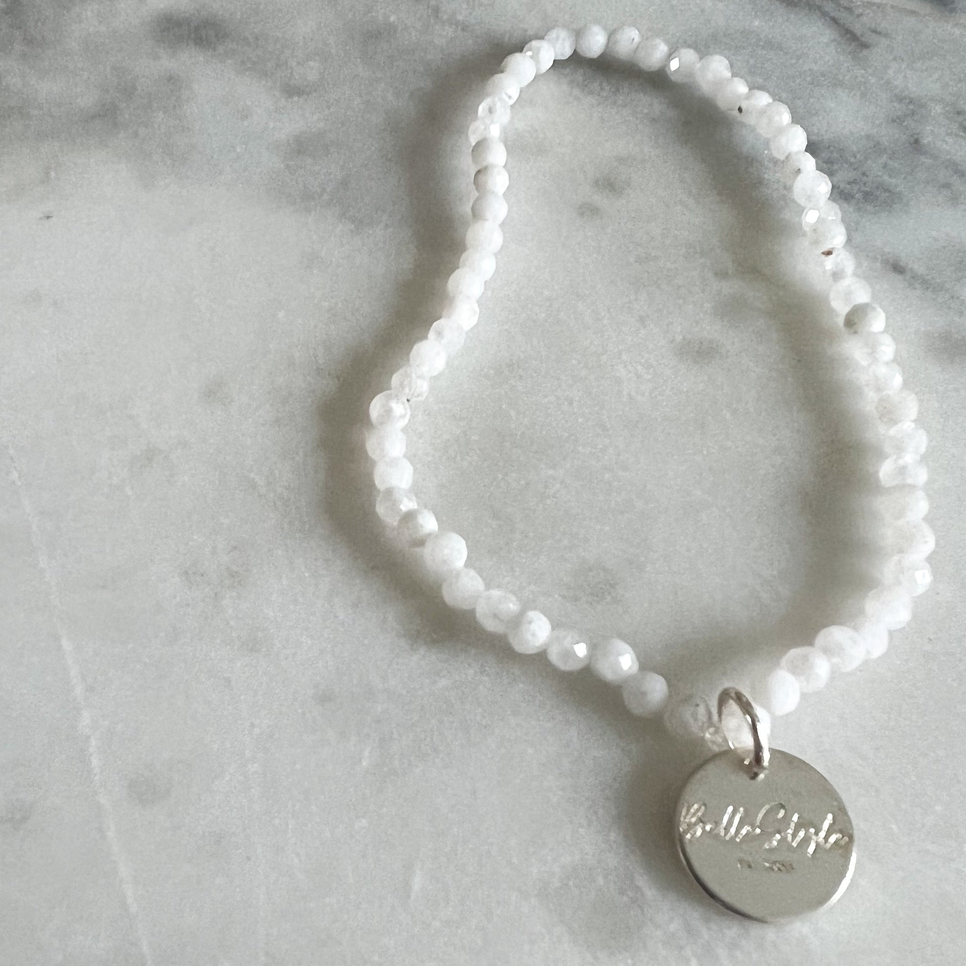 Micro White Jade Logo Bracelet - BelleStyle