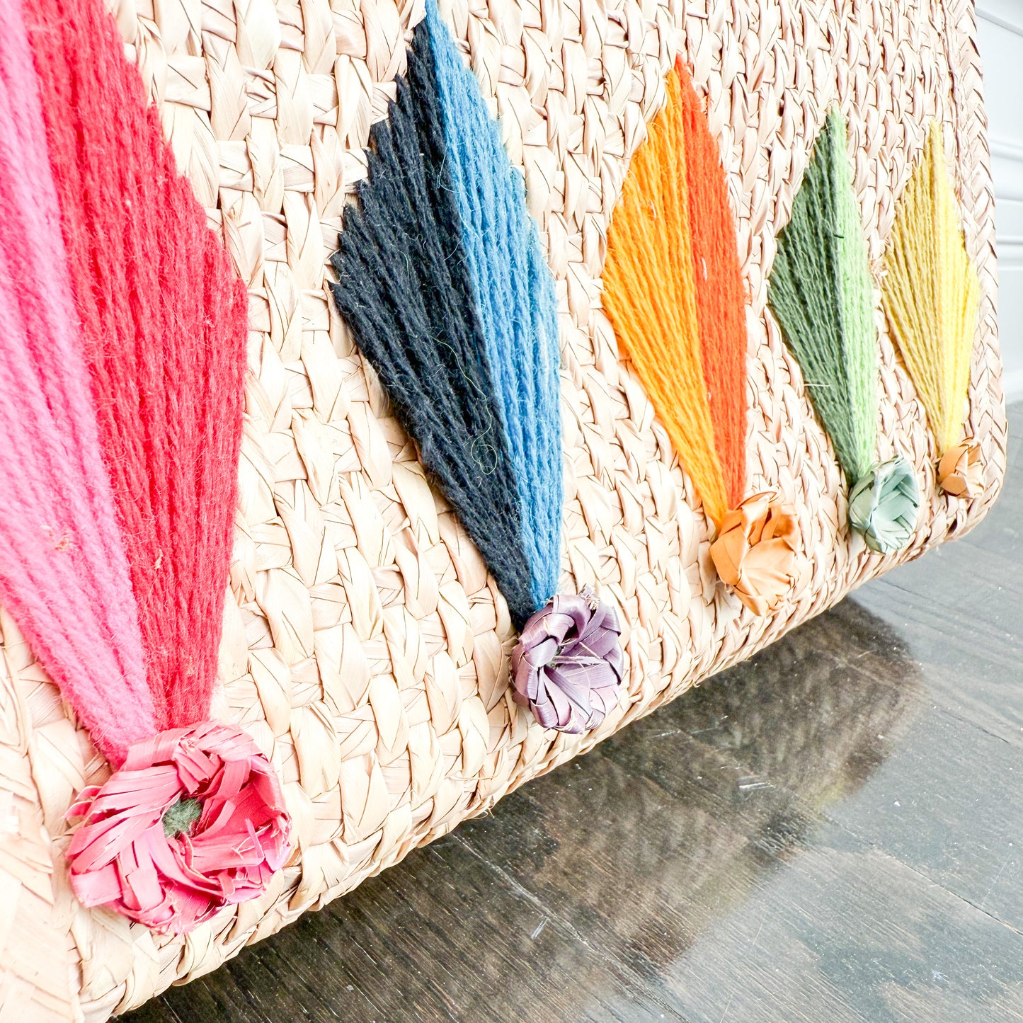Maria Vintage 1970’s Straw Yarn Flower Handle Bag - BelleStyle