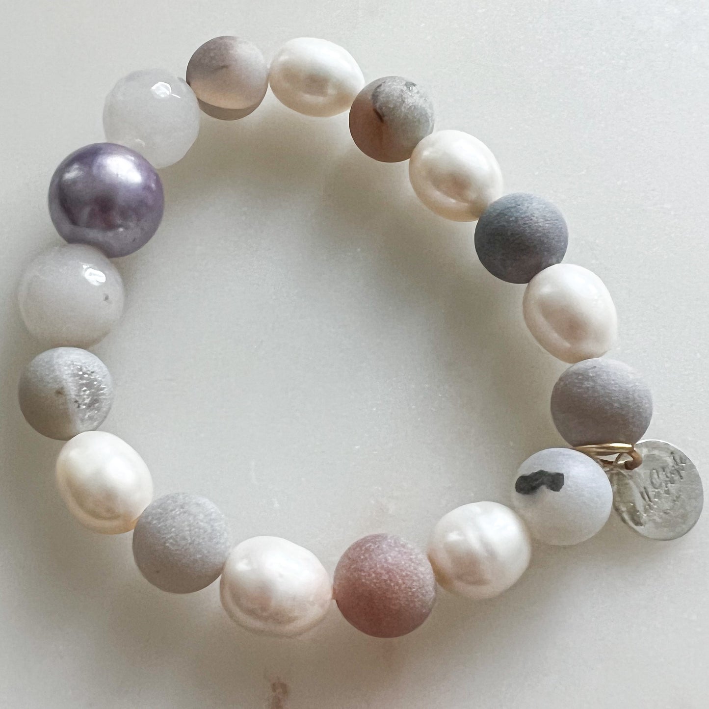 Crystal Druzy Quartz Freshwater Pearl Bracelet - BelleStyle