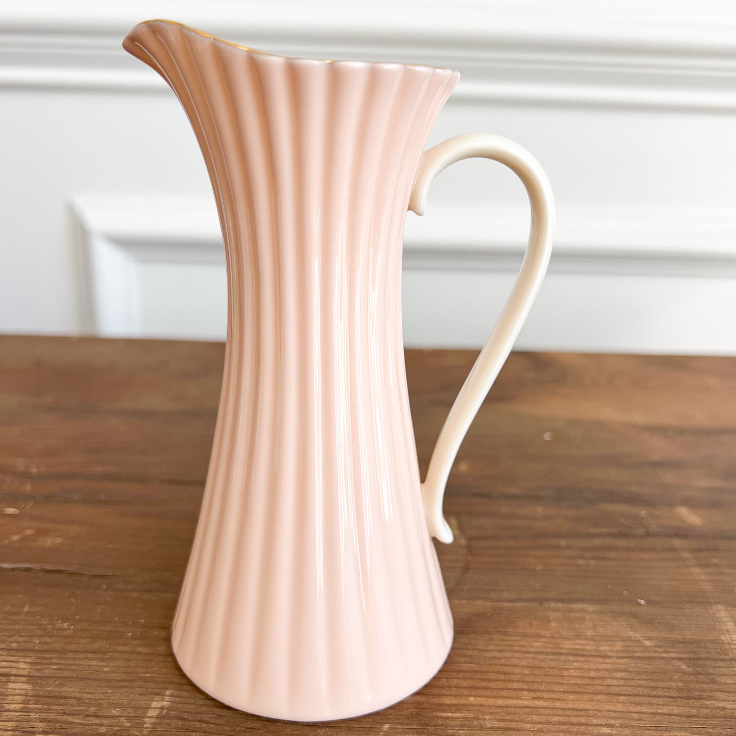 Betty Pastel Pink Scalloped Vintage Lenox Milk Pitcher with Handle