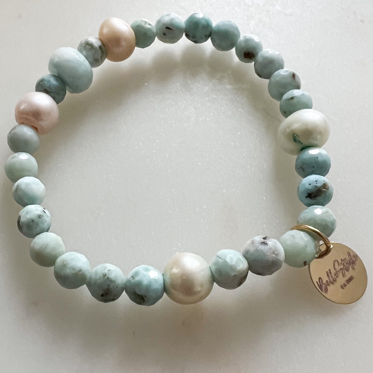 Saint Germain Larimar Freshwater Pearl Bracelet - BelleStyle