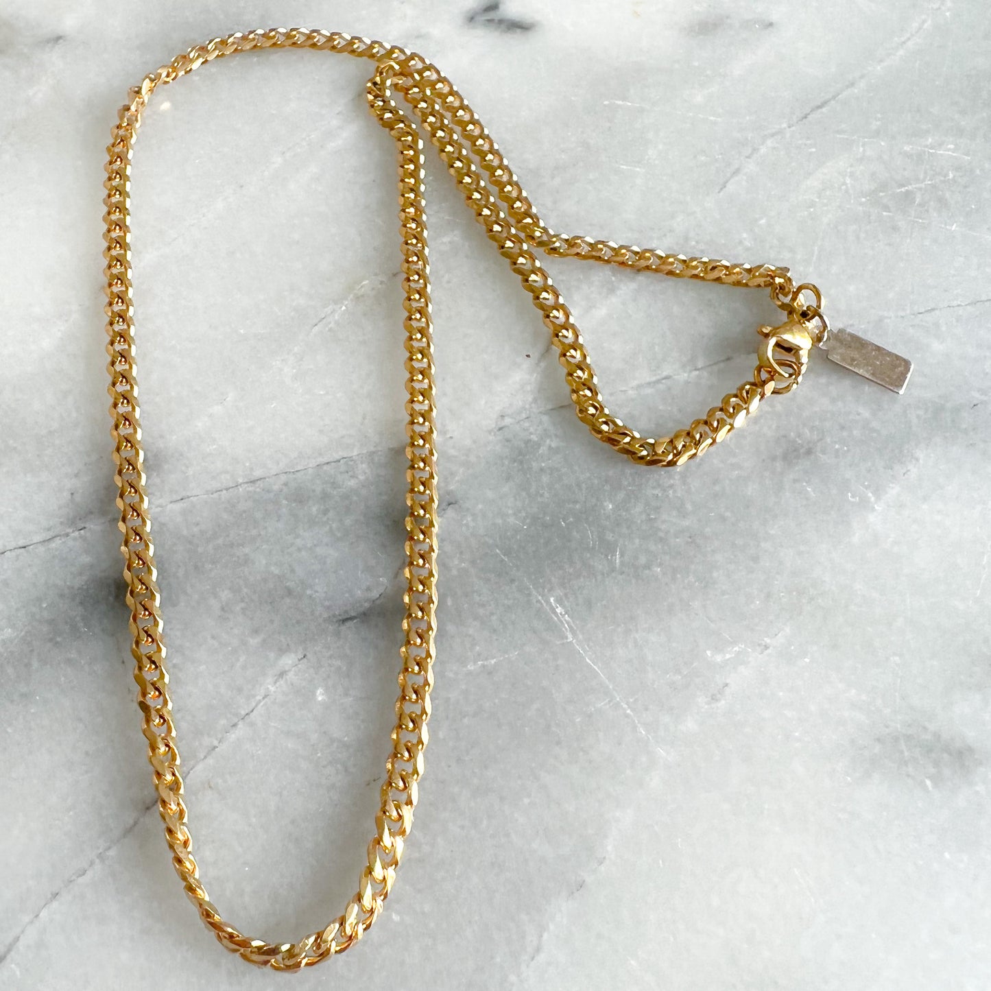 Biscayne Gold Stainless Steel Unisex Cuban Style Flat Chain - Bellestyle