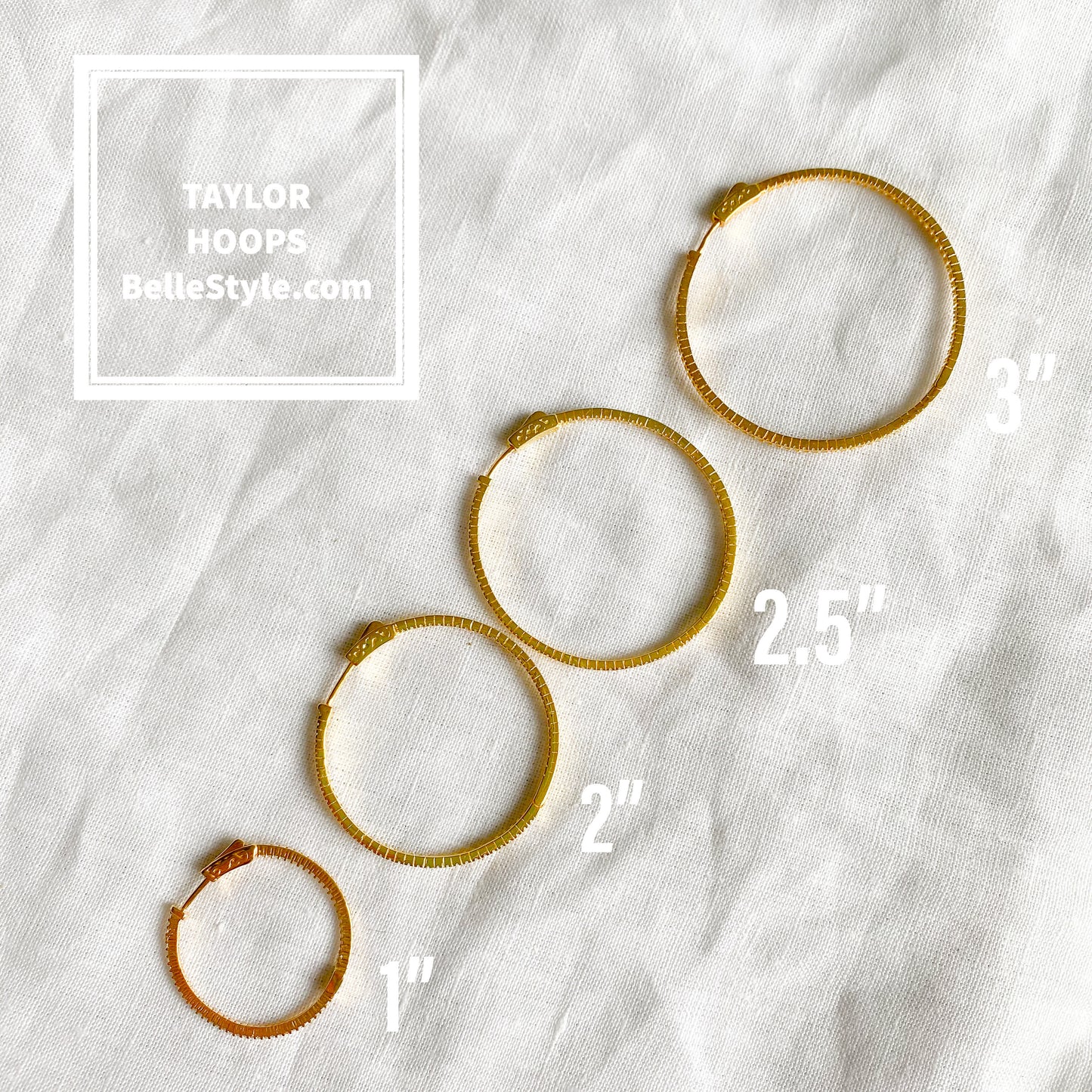Taylor Gold Crystal Hoop Earrings - BelleStyle